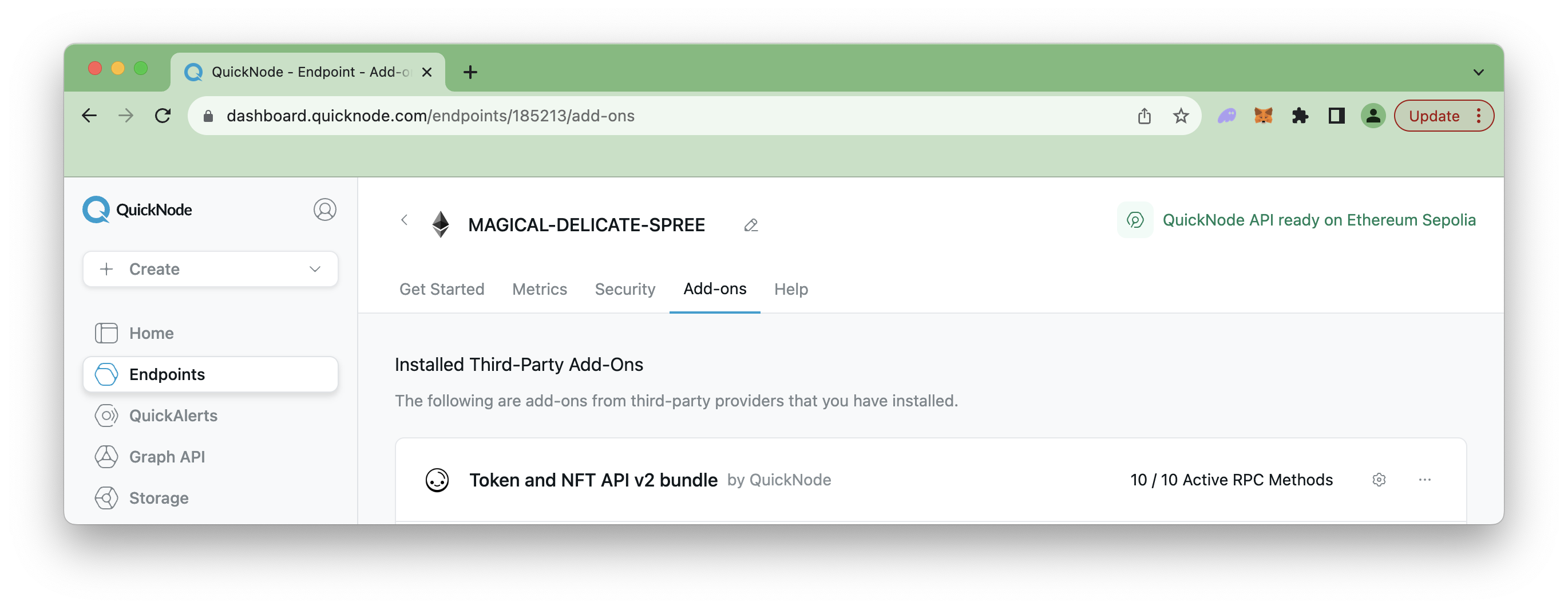 Quicknode NFT/Token API add-on