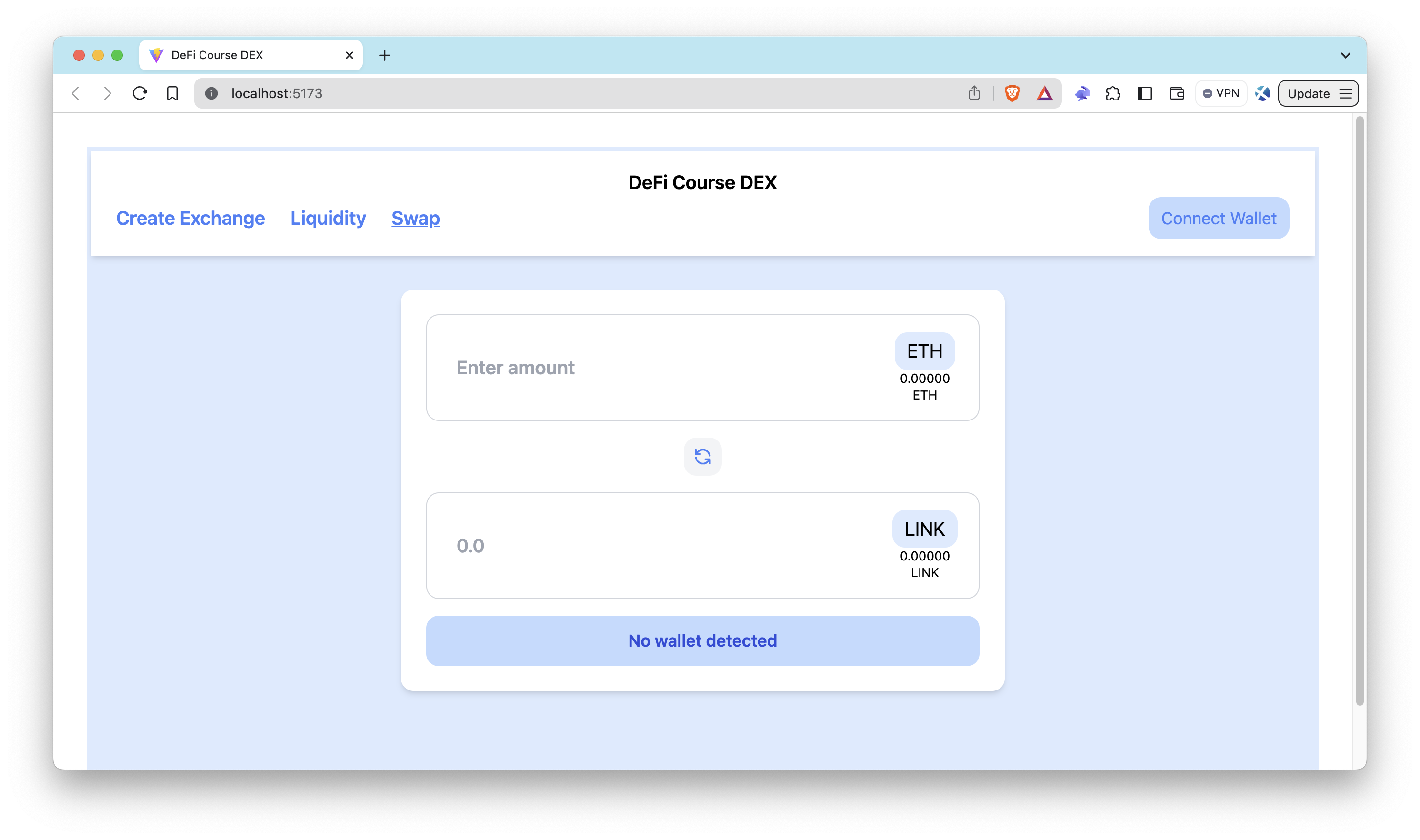 DEX Home Page No Wallet