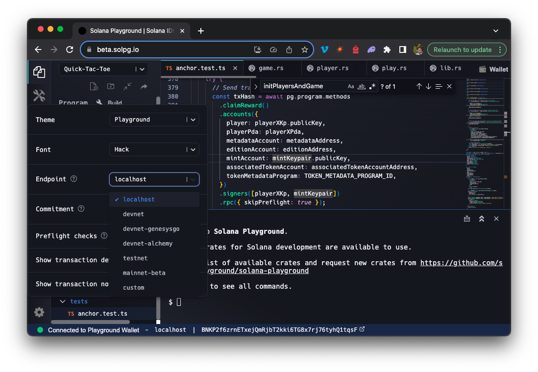 Solana Playground Localhost