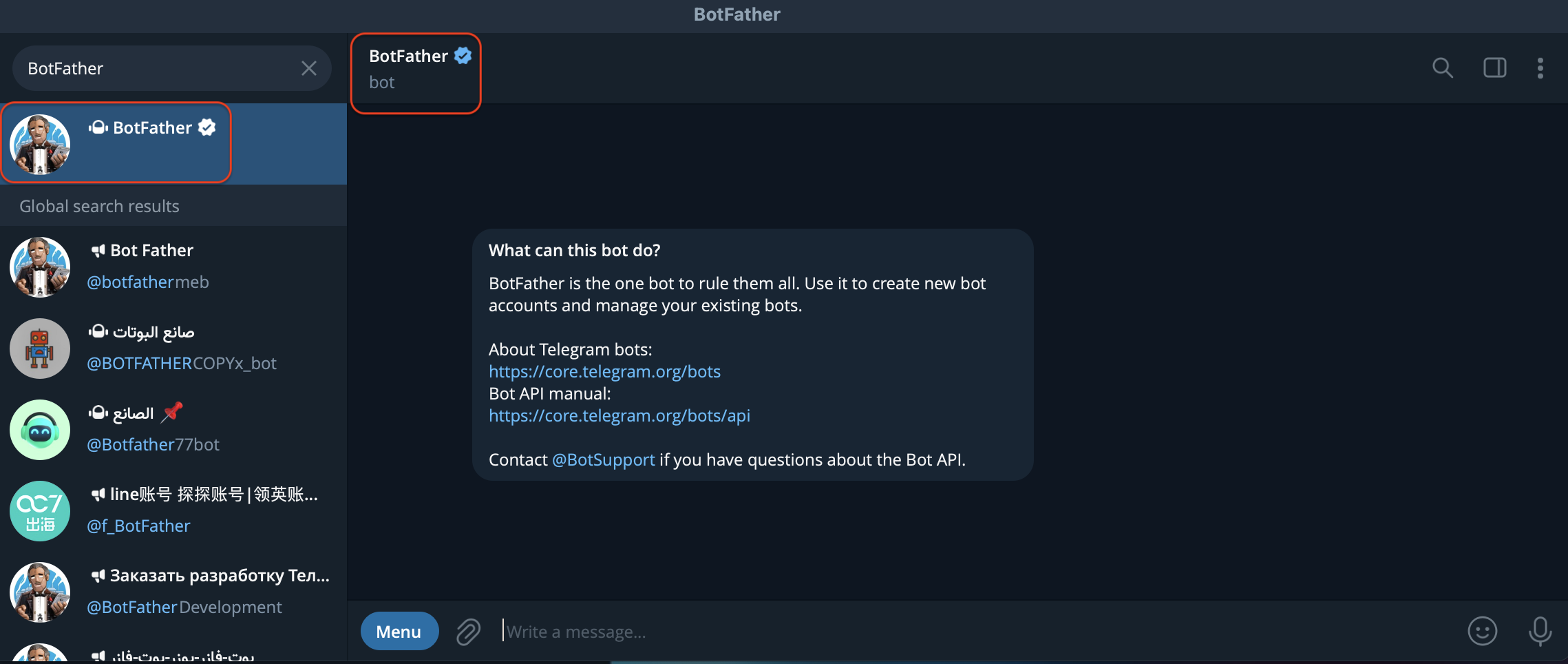 Telegram BotFather