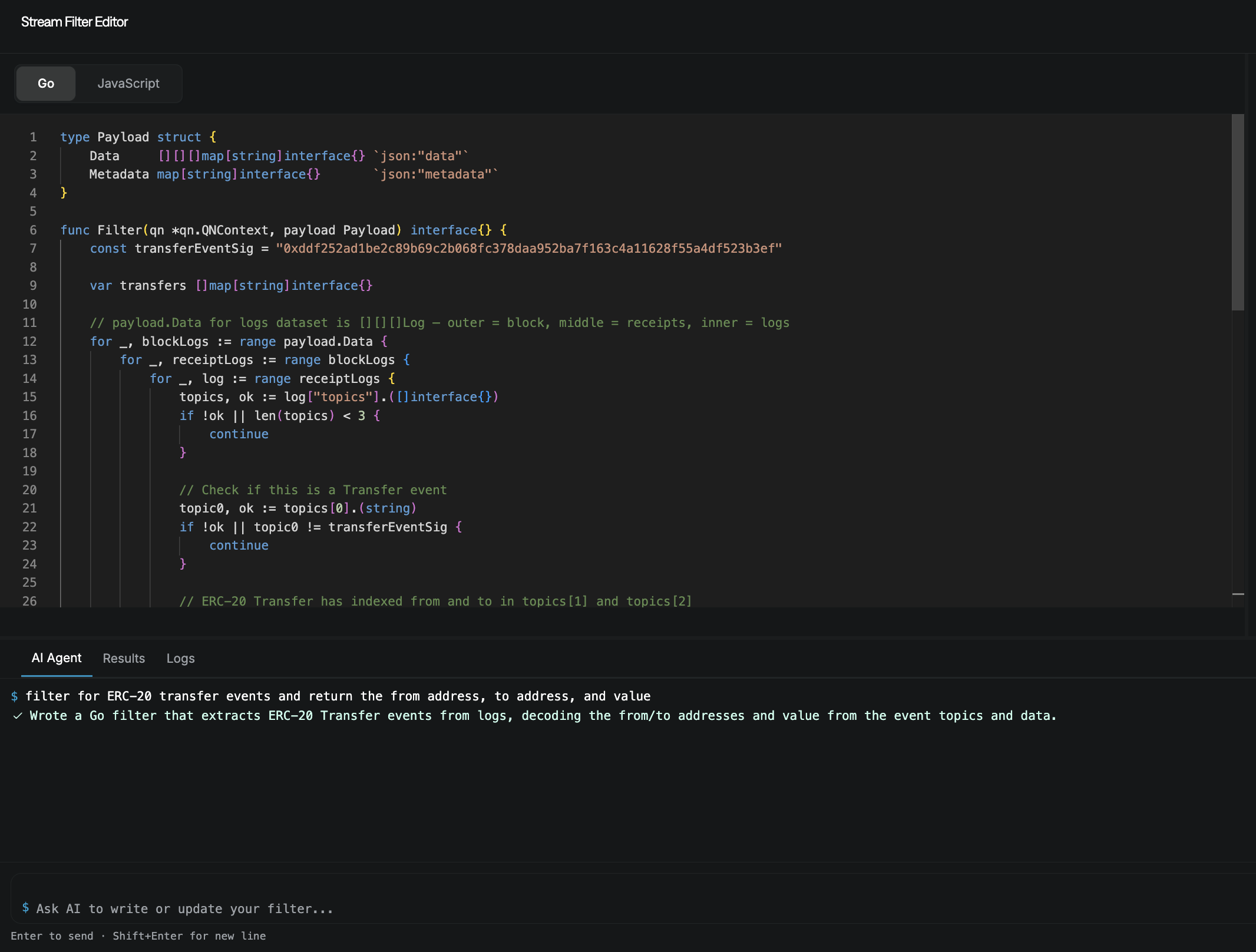 AI-Assisted Filter Editor
