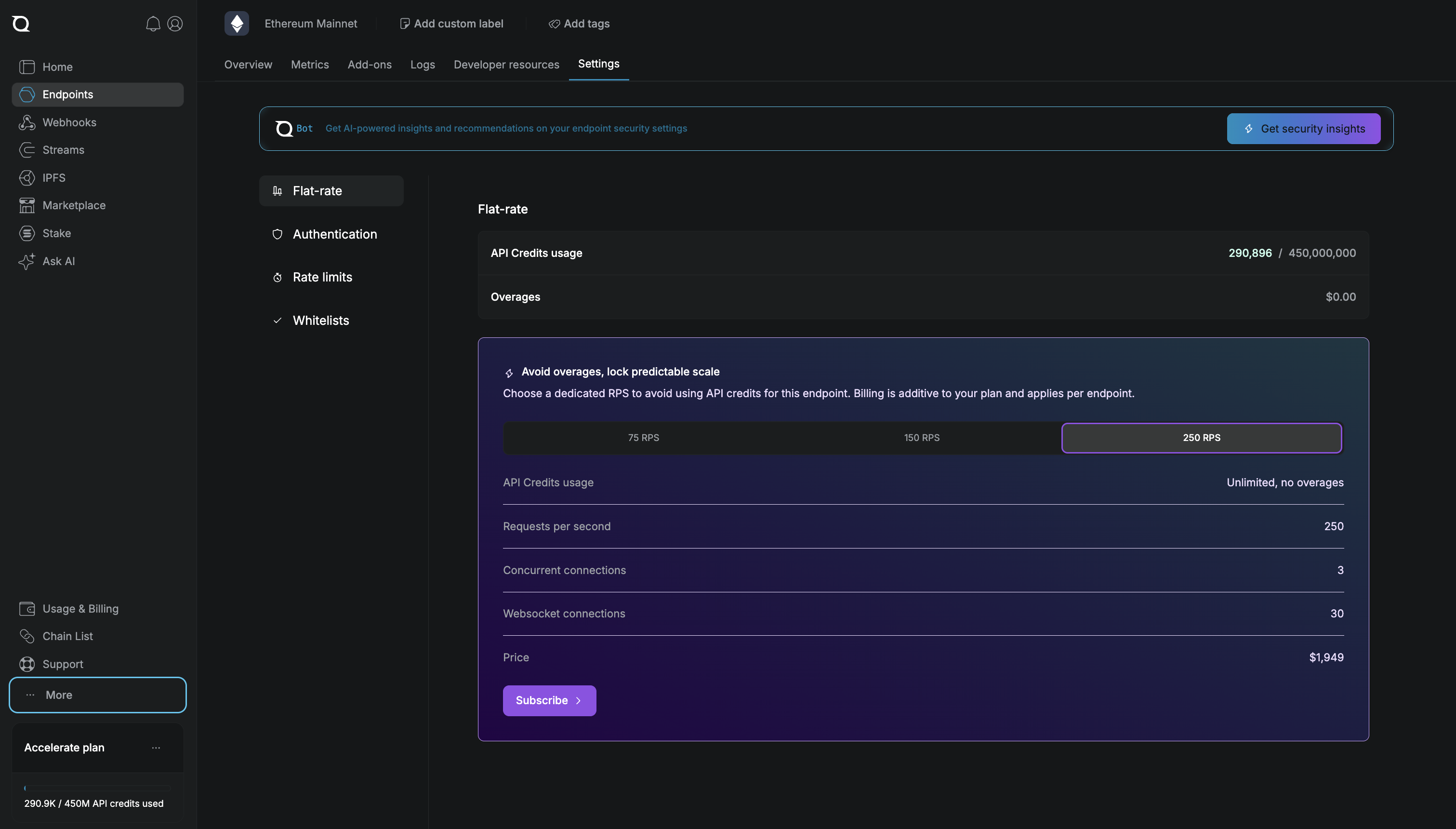 Flat Rate RPS Settings