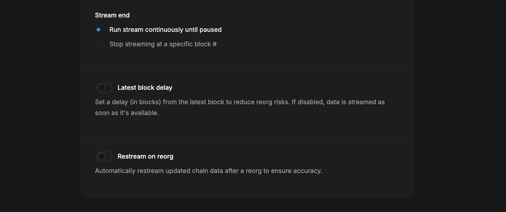 Restream on Reorg setting in Stream configuration
