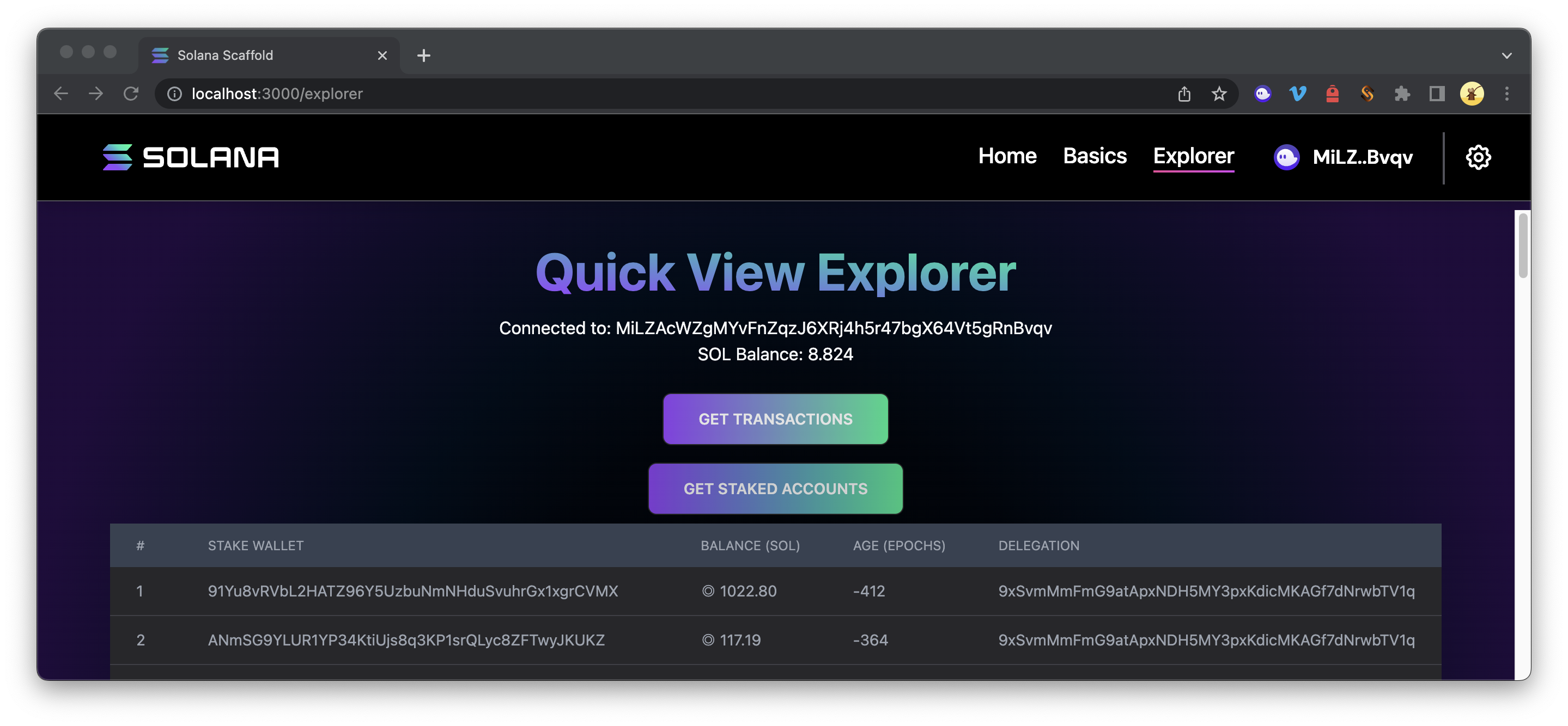 Expected Output - Staking Accounts