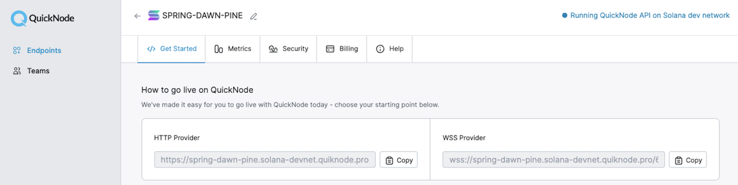 New Solana Endpoint