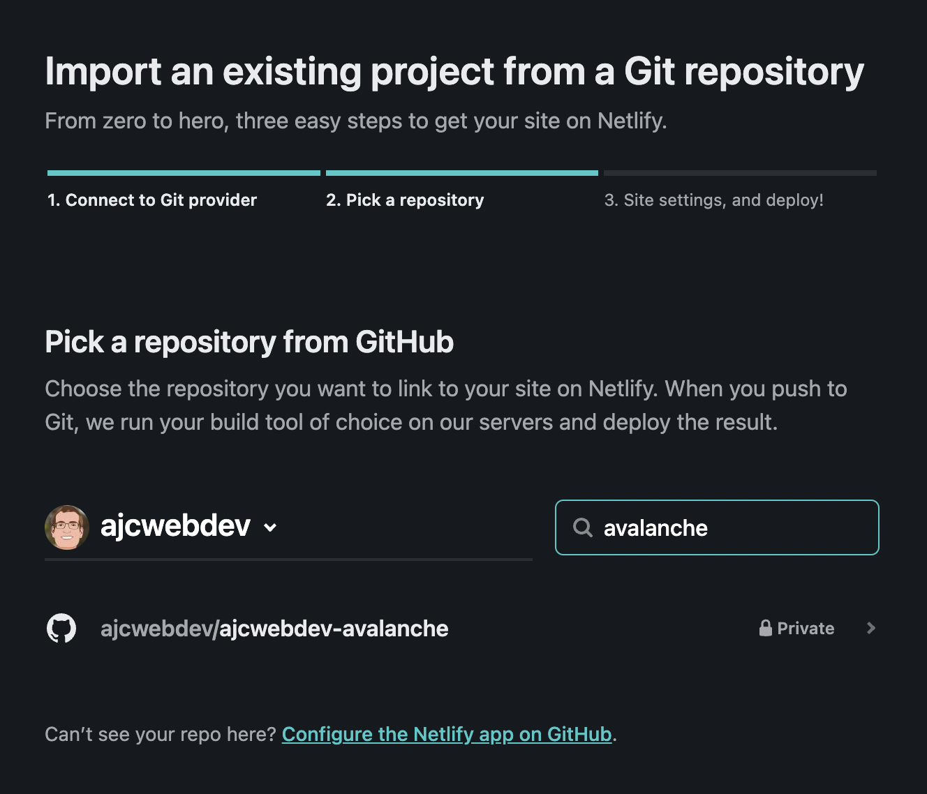 import-project-from-git-repository-on-netlify