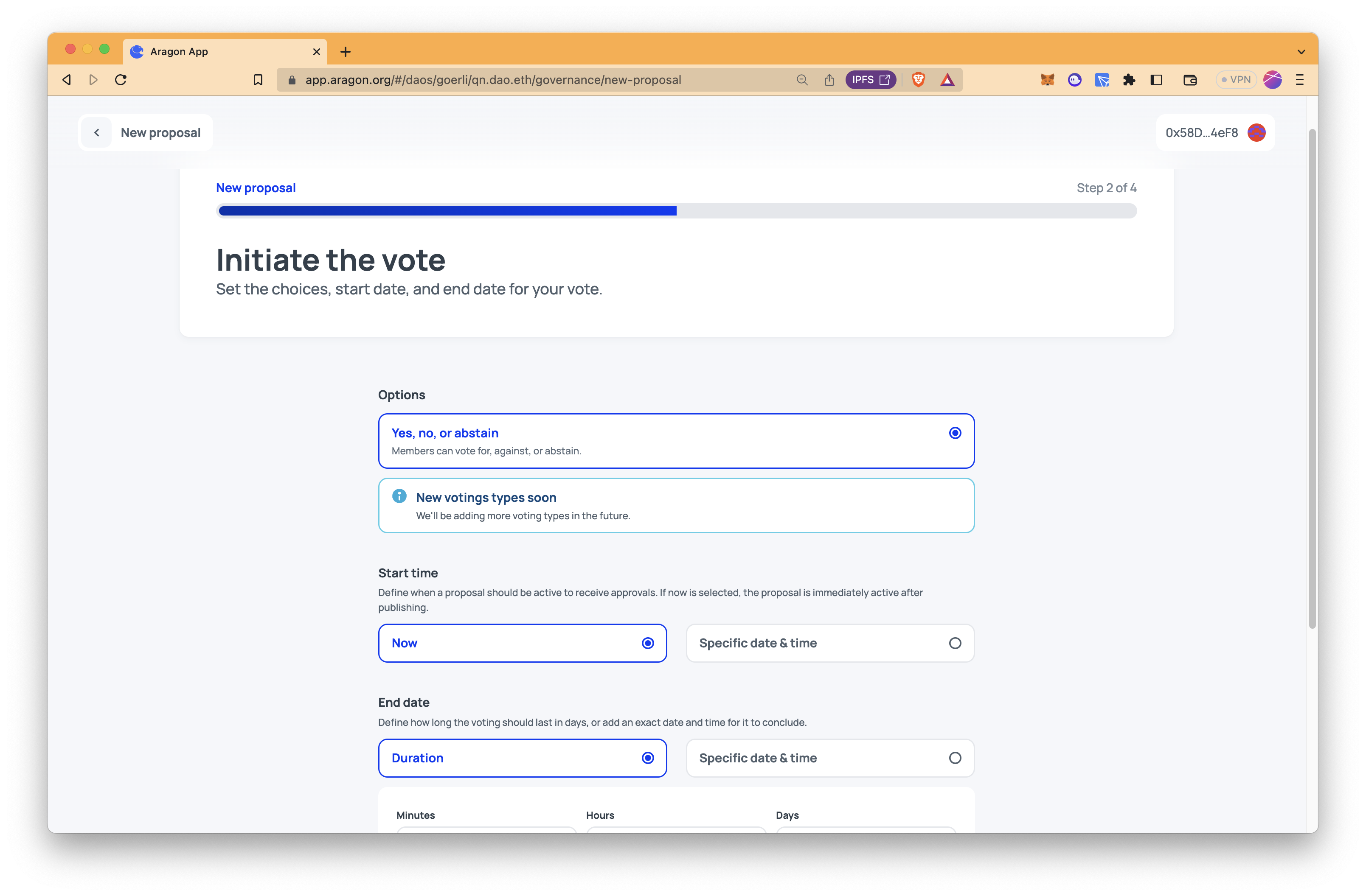 Proposal settings