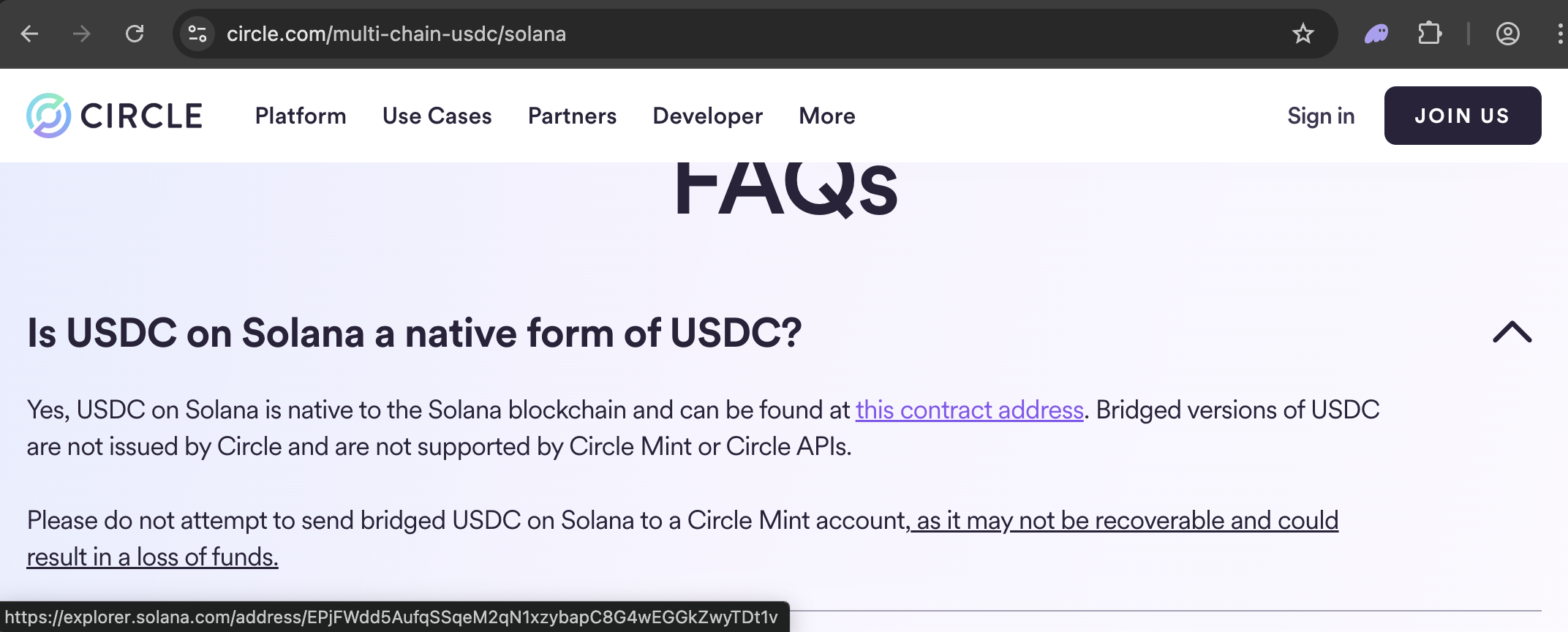 USDC Mint Address