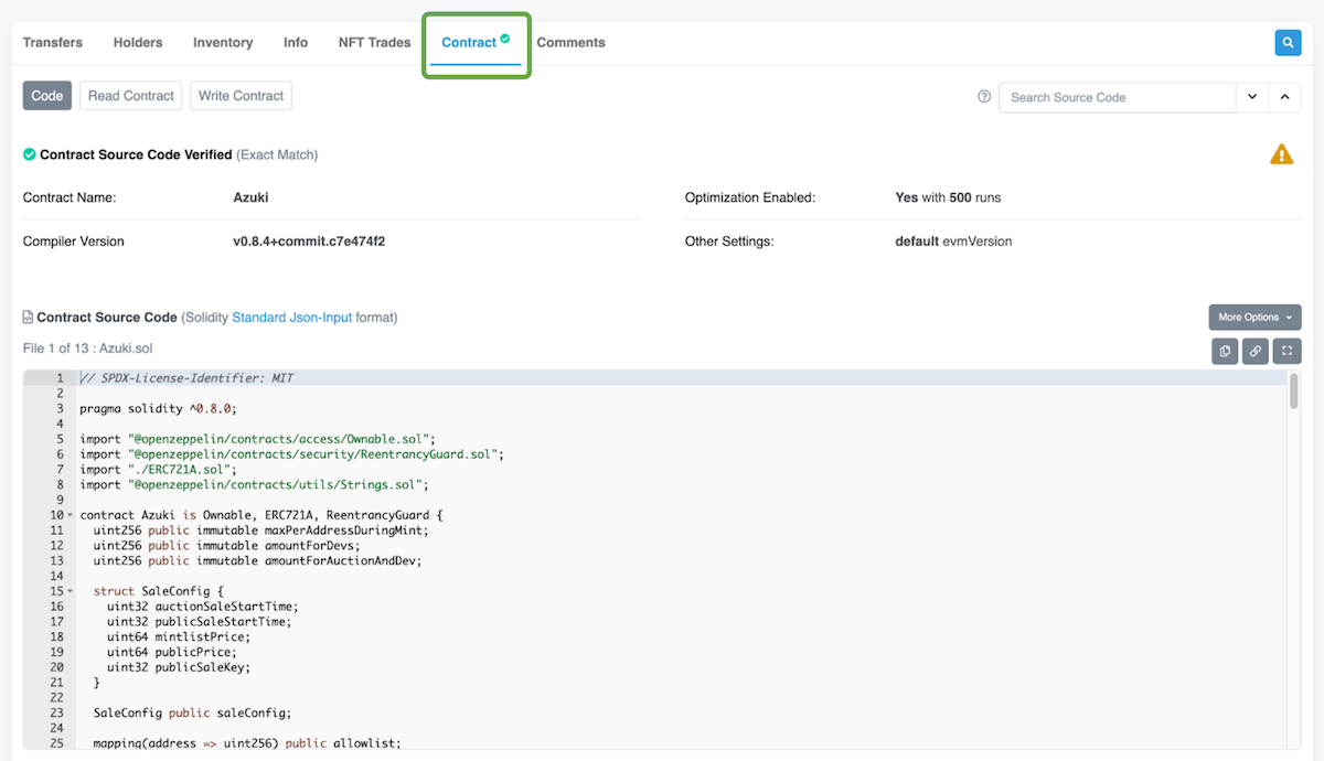 Etherscan contract source