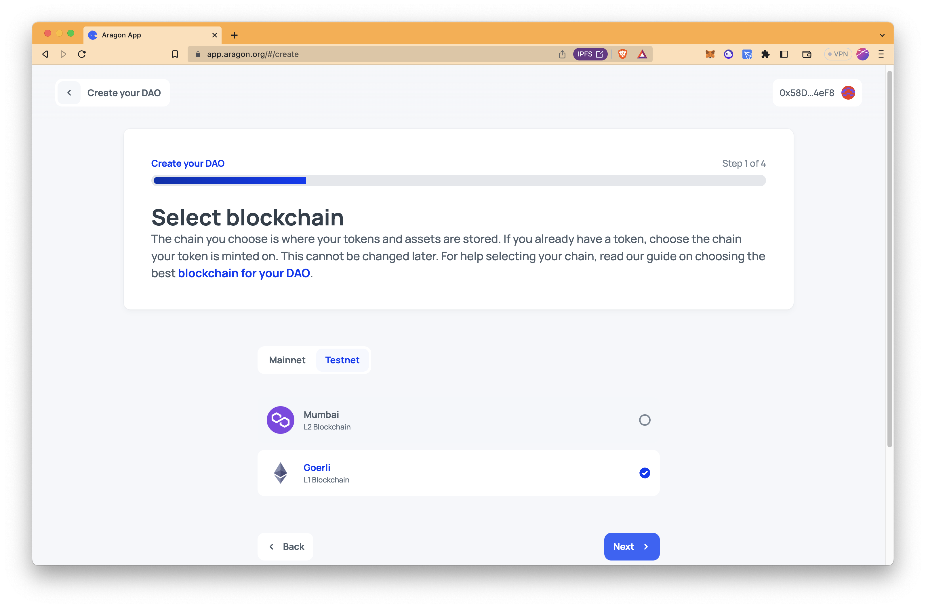 Select blockchain