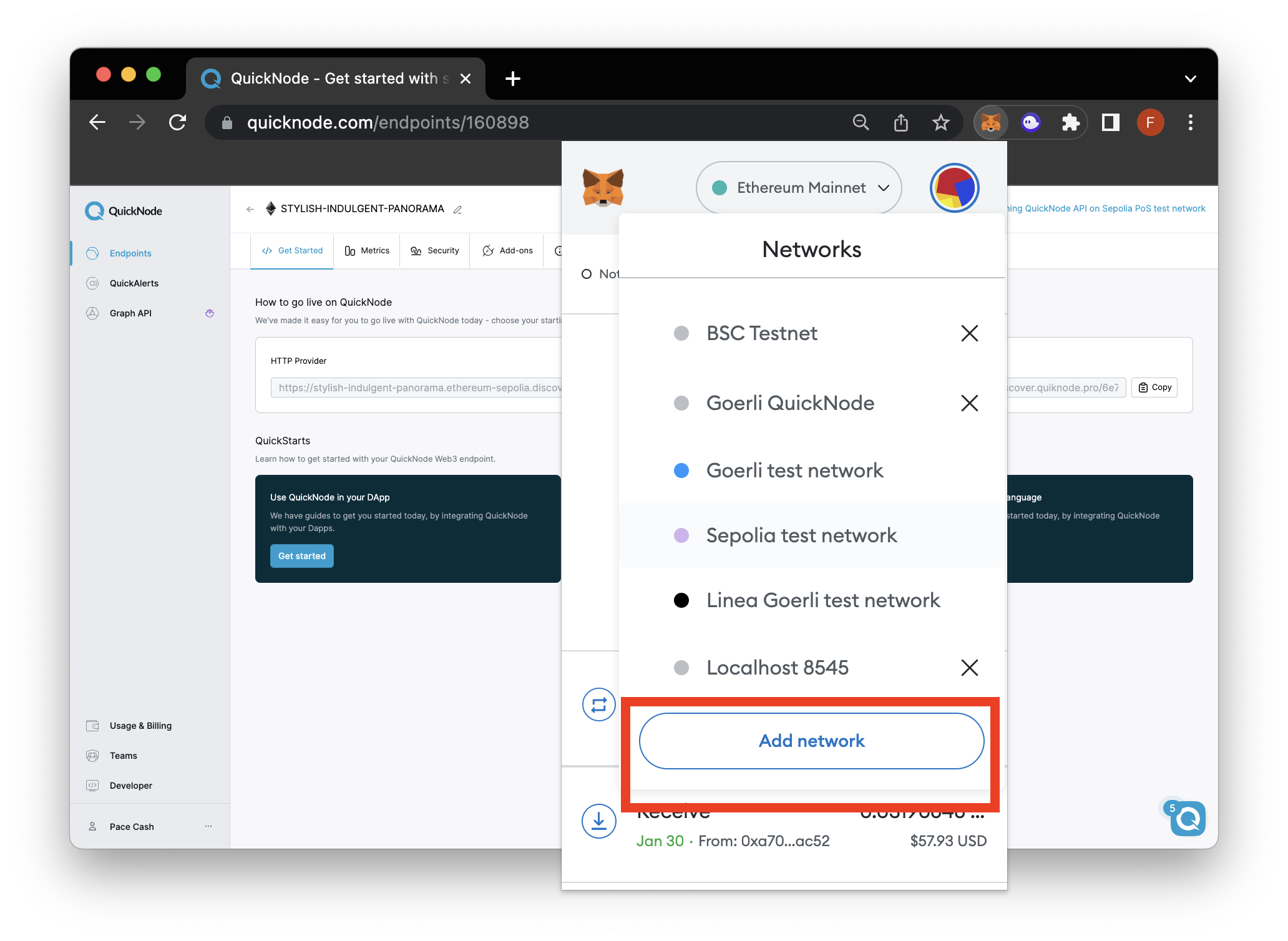 Add Custom Network in MetaMask