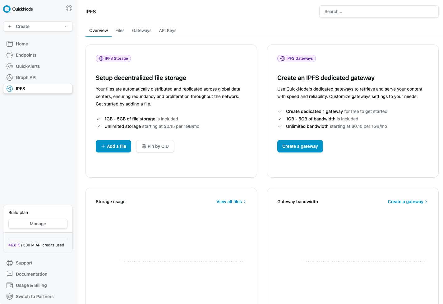 QuickNode IPFS Overview Page