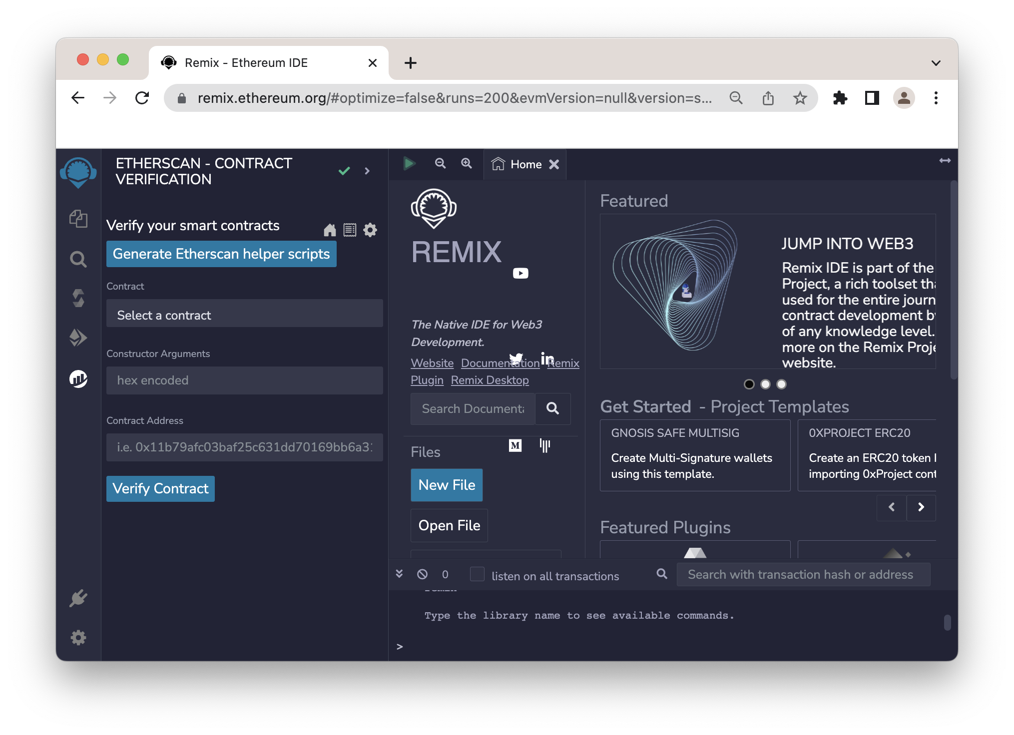 Remix.IDE Etherscan plug-in