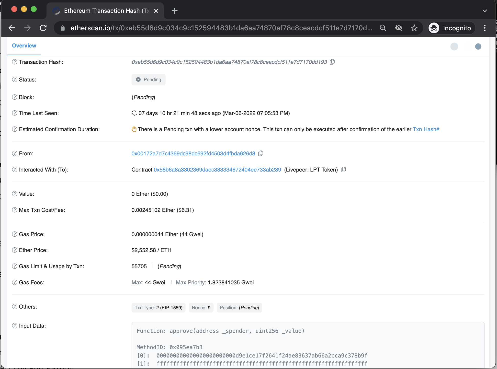 Viewing transaction details for the queued order