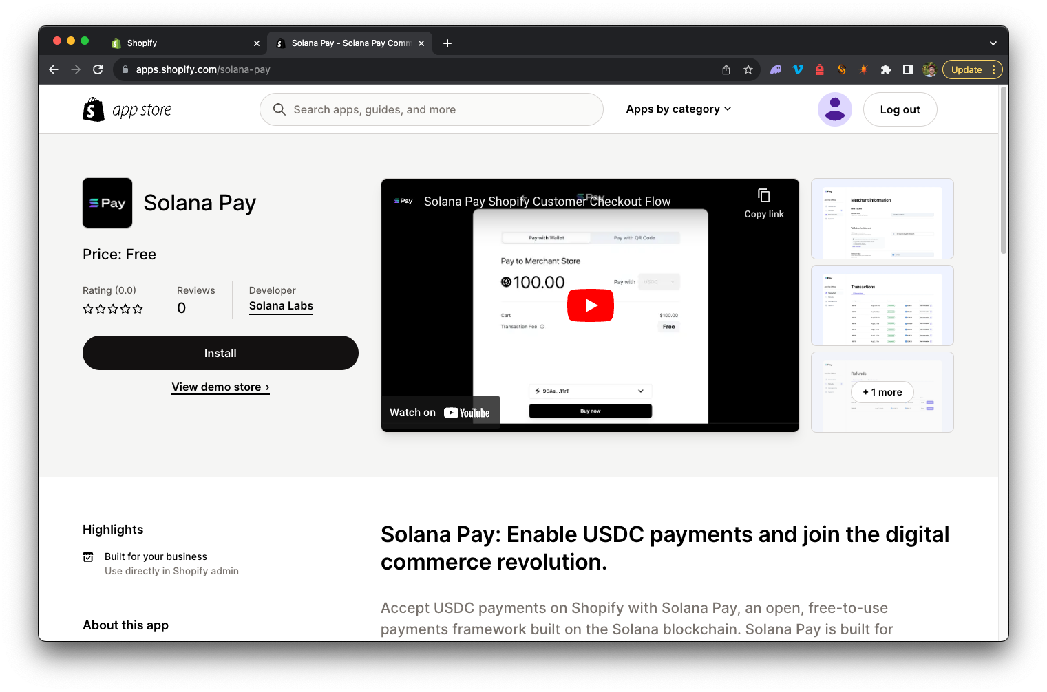 Solana Pay Shopify App