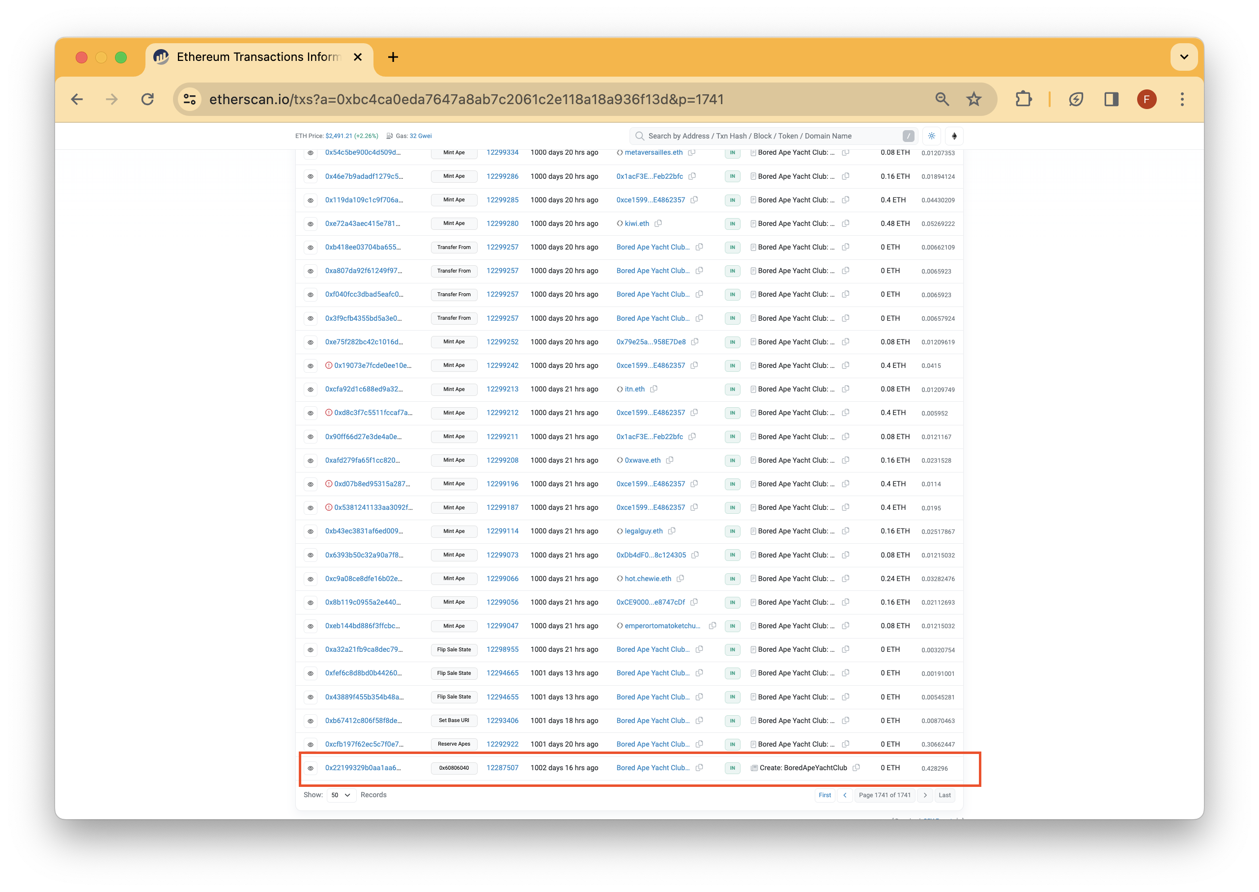 Etherscan Transfers Tab