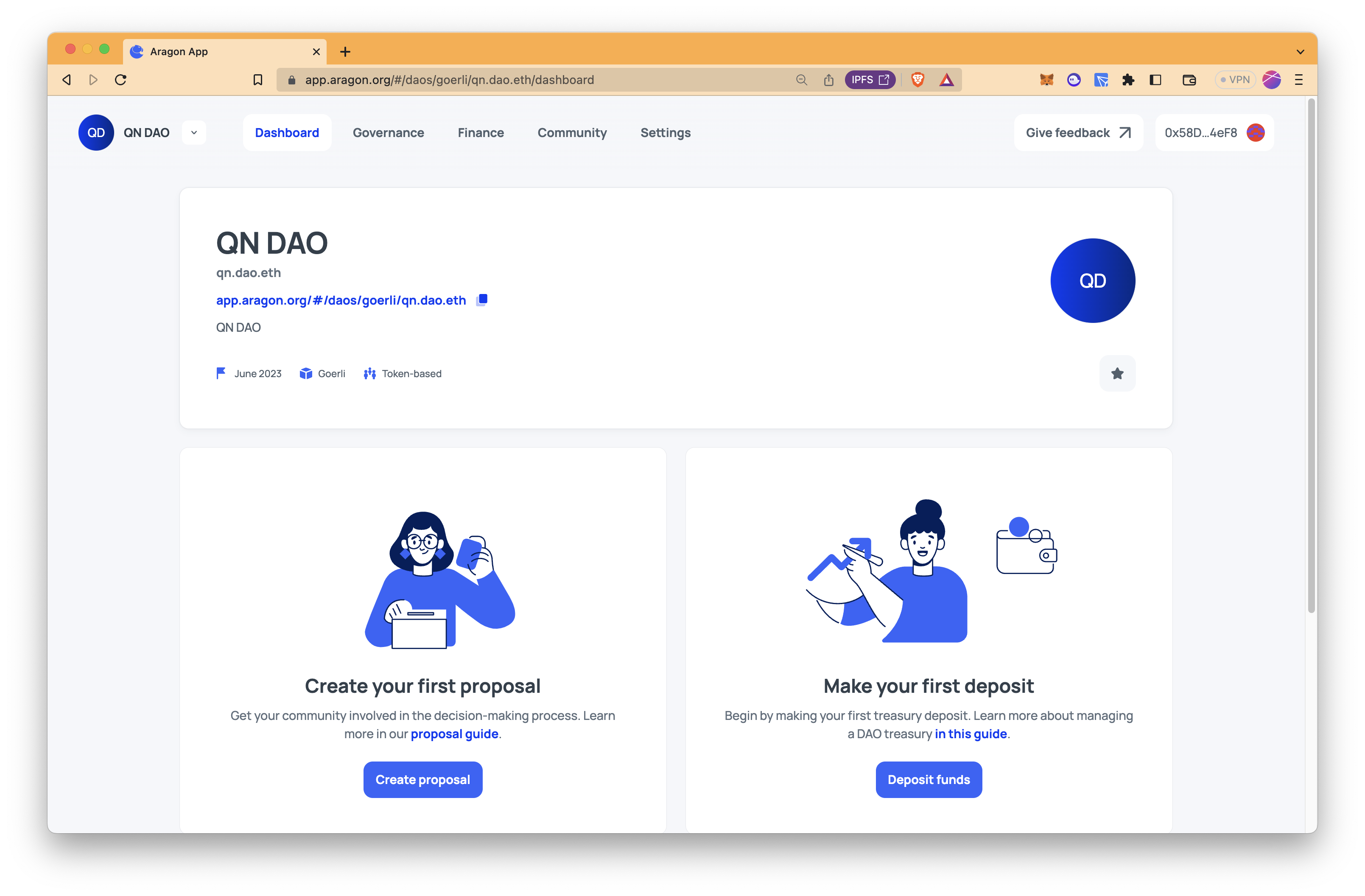 DAO dashboard