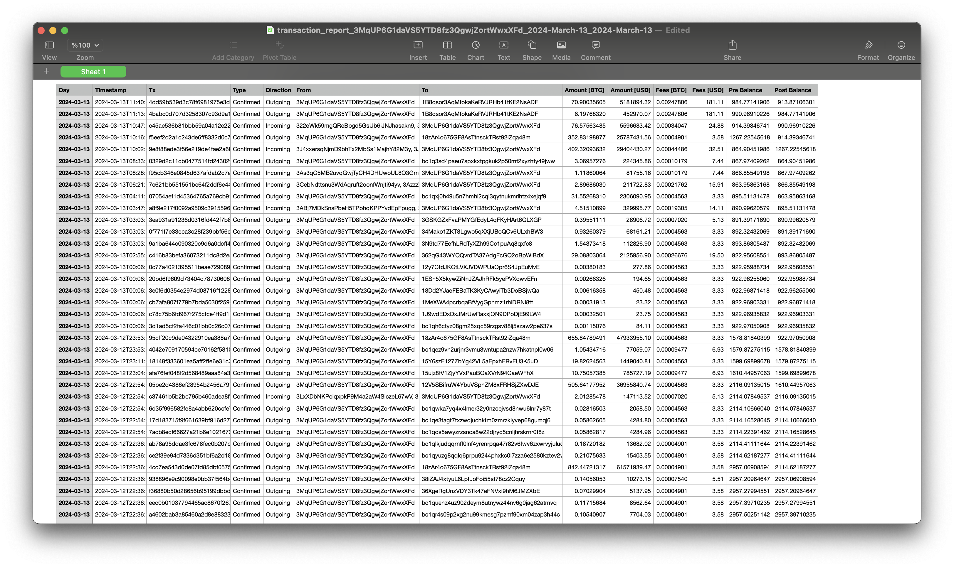 Bitcoin Transaction Report