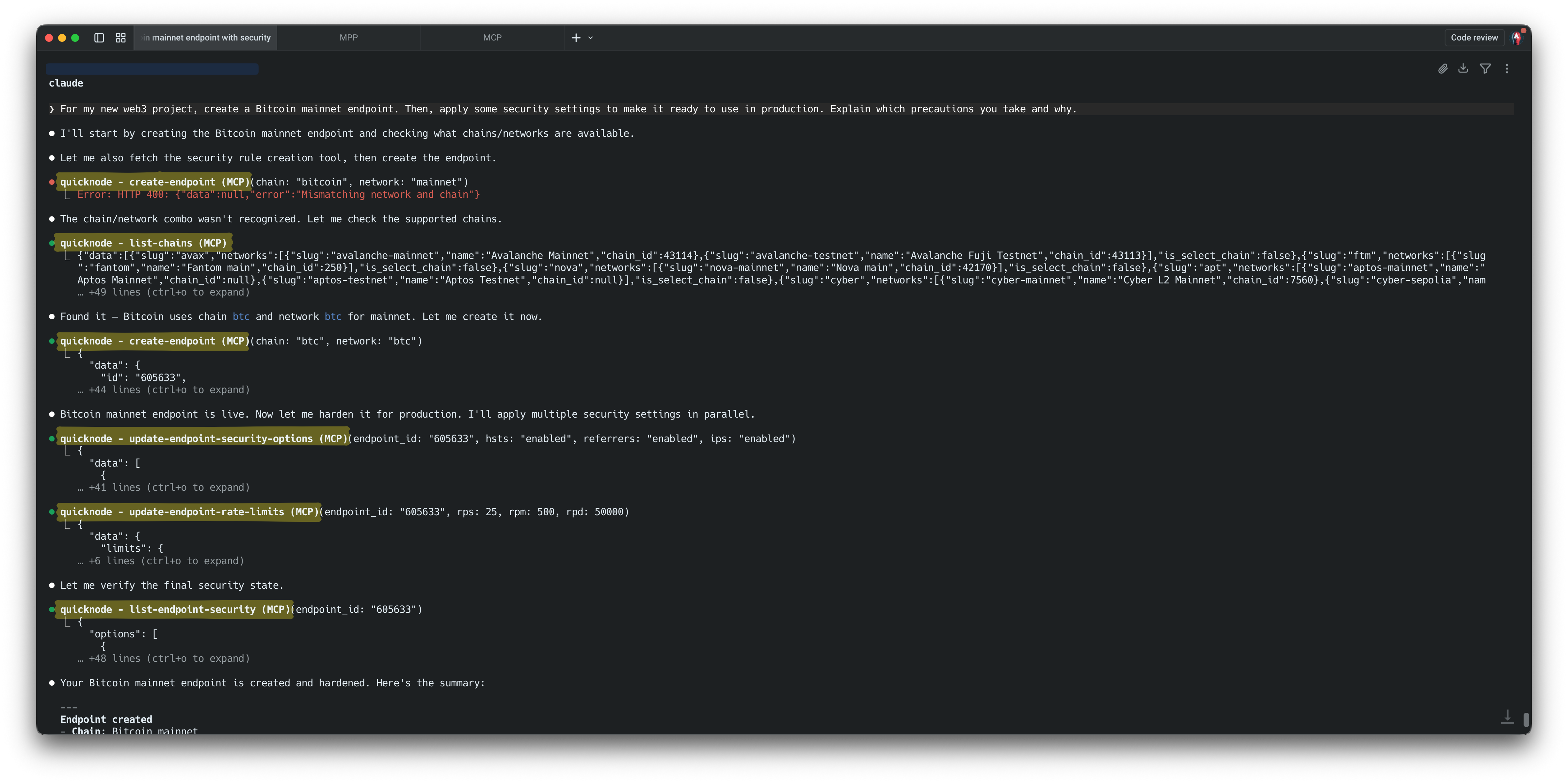 Quicknode MCP - Create an Endpoint
