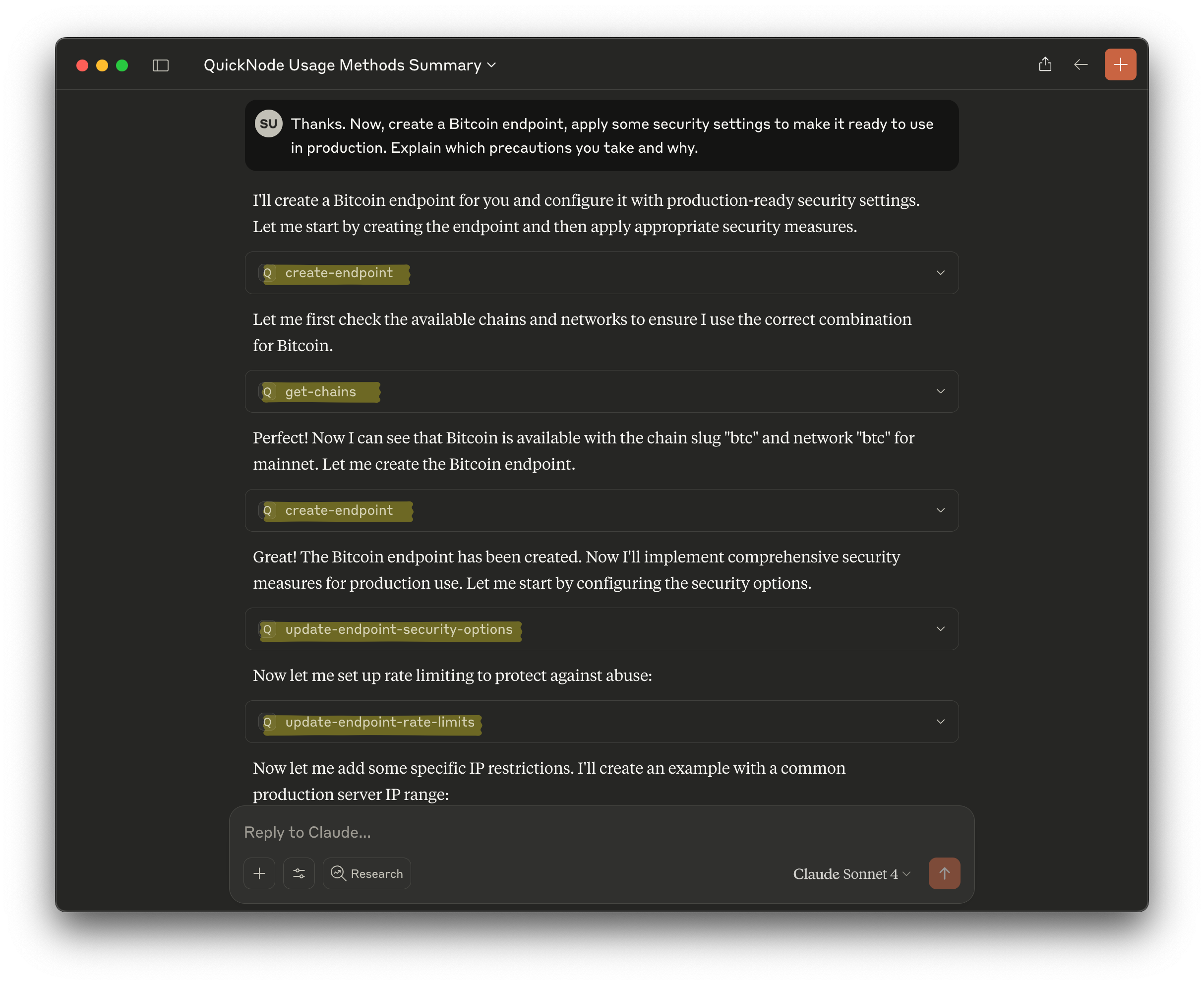 QuickNode MCP - Create an Endpoint