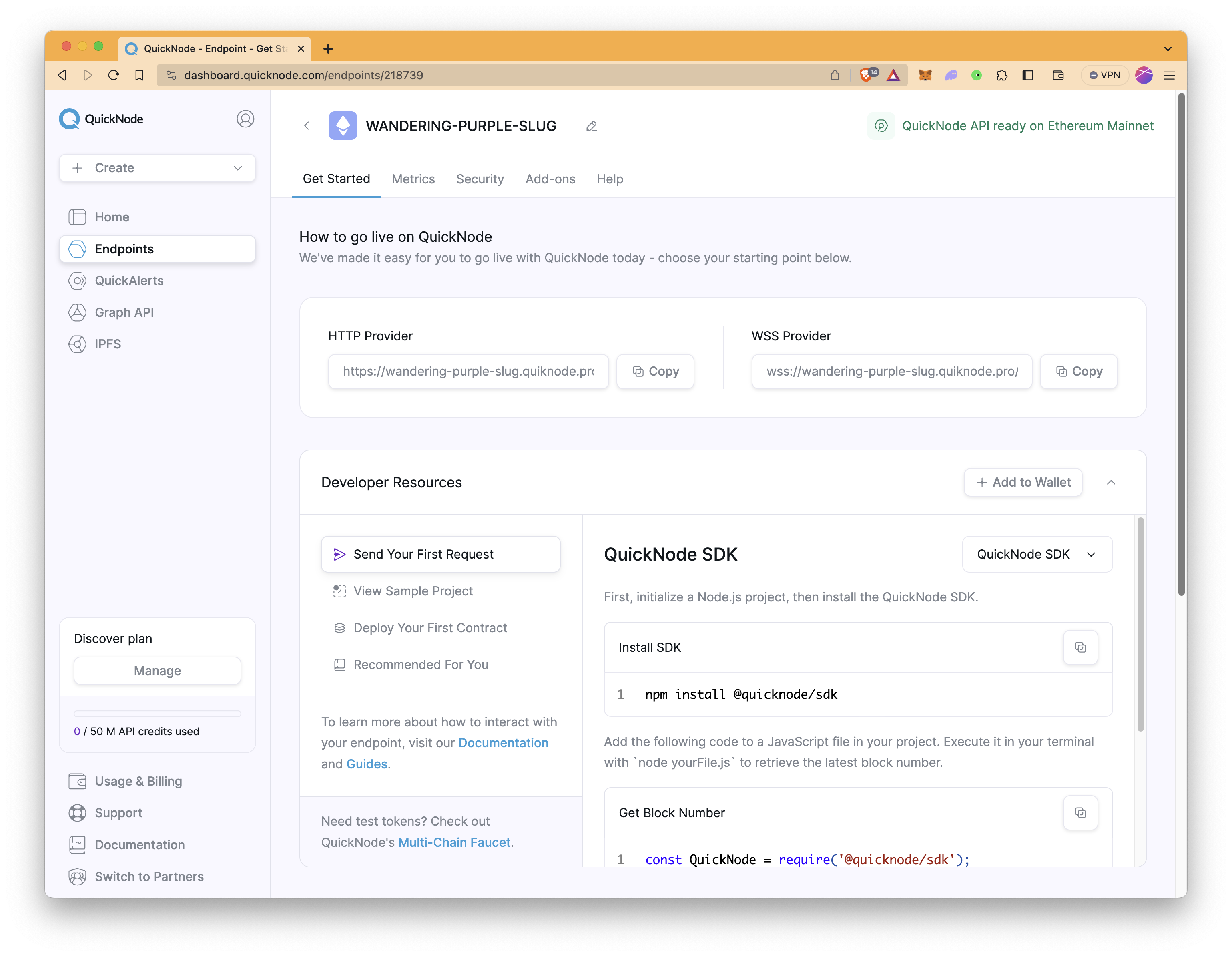 QuickNode Endpoint Dashboard