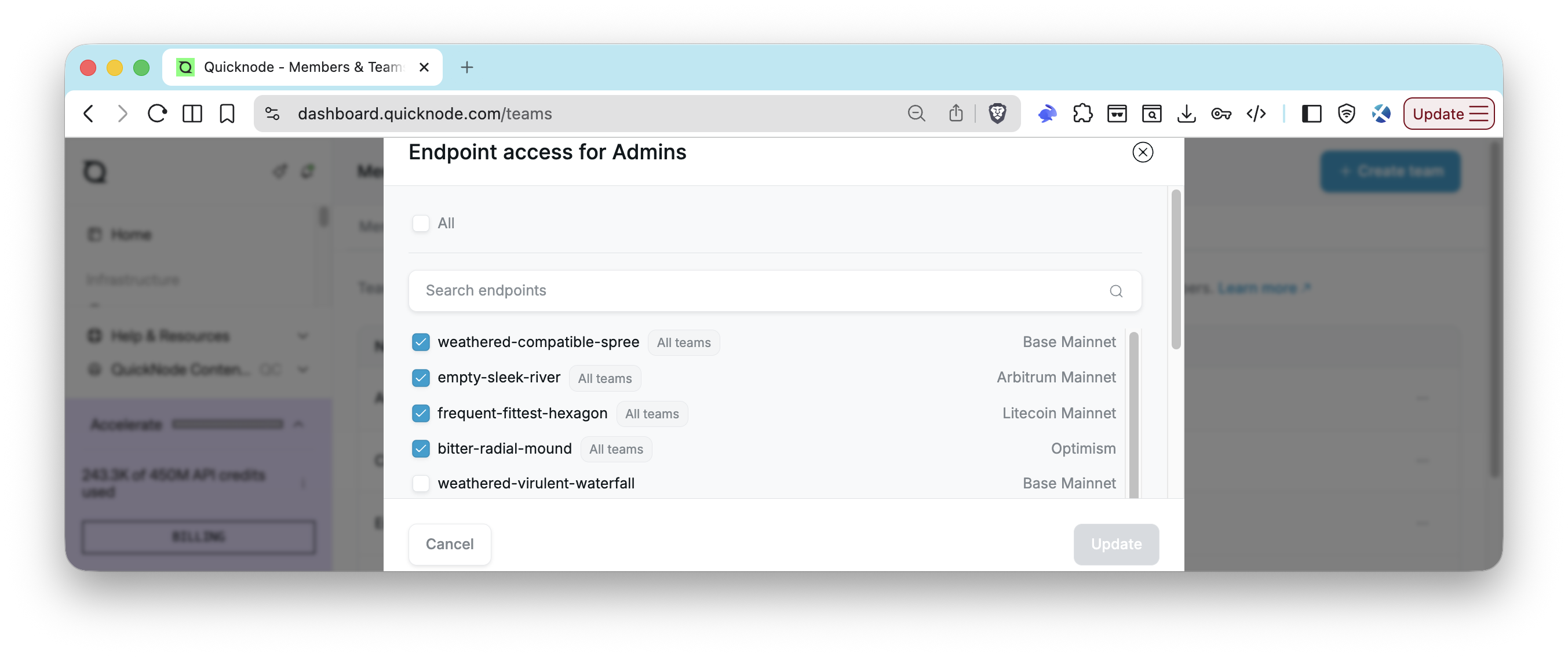Quicknode Dashboard - Bulk Endpoint Assignments