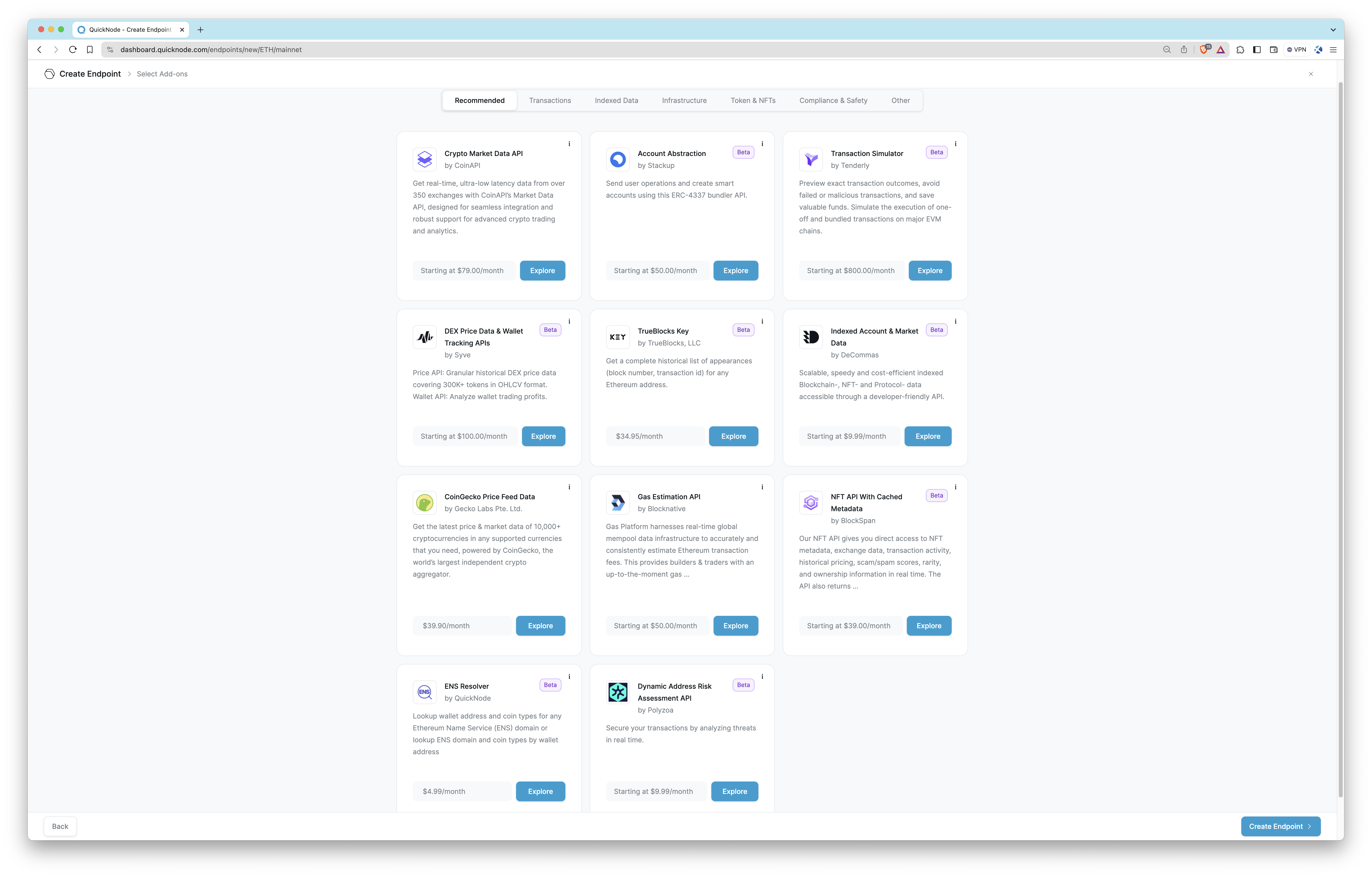 QuickNode Endpoints Add-ons