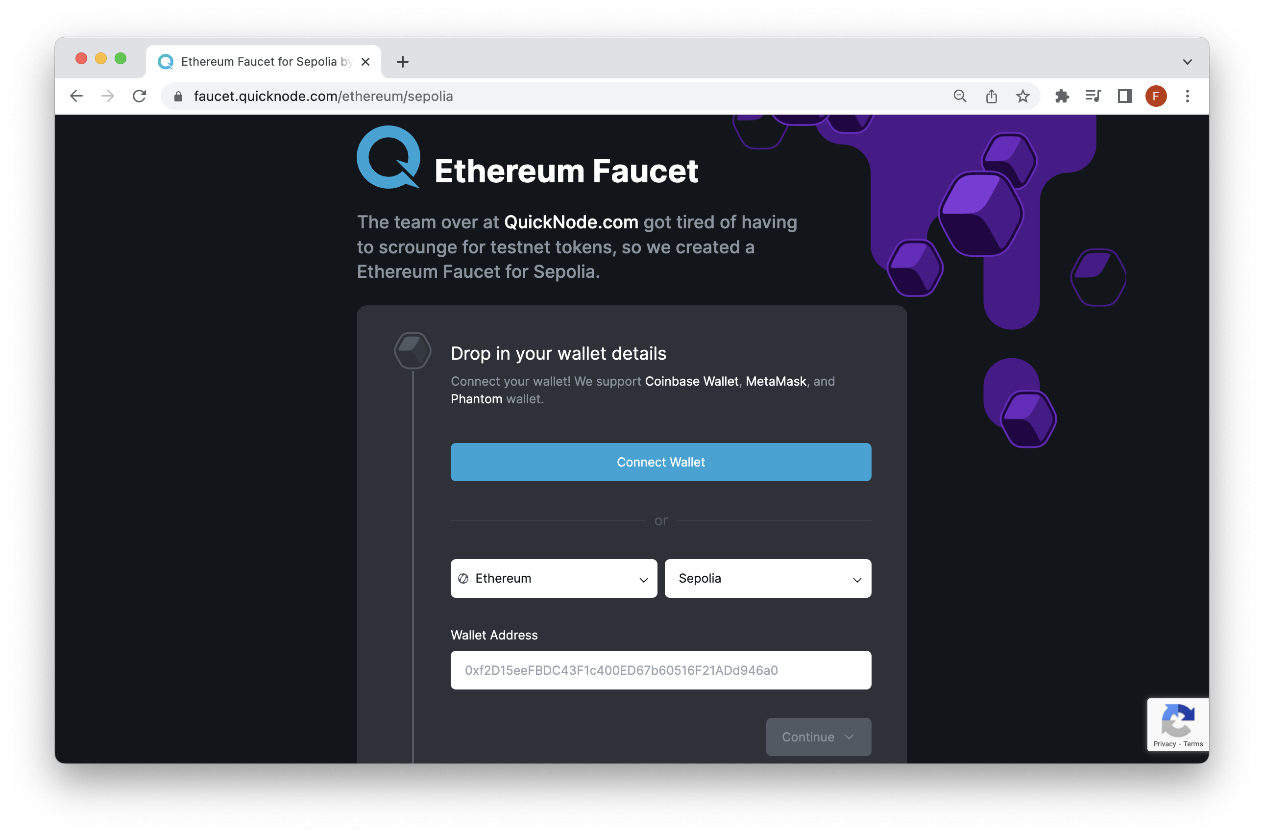 QuickNode Ethereum Sepolia Faucet