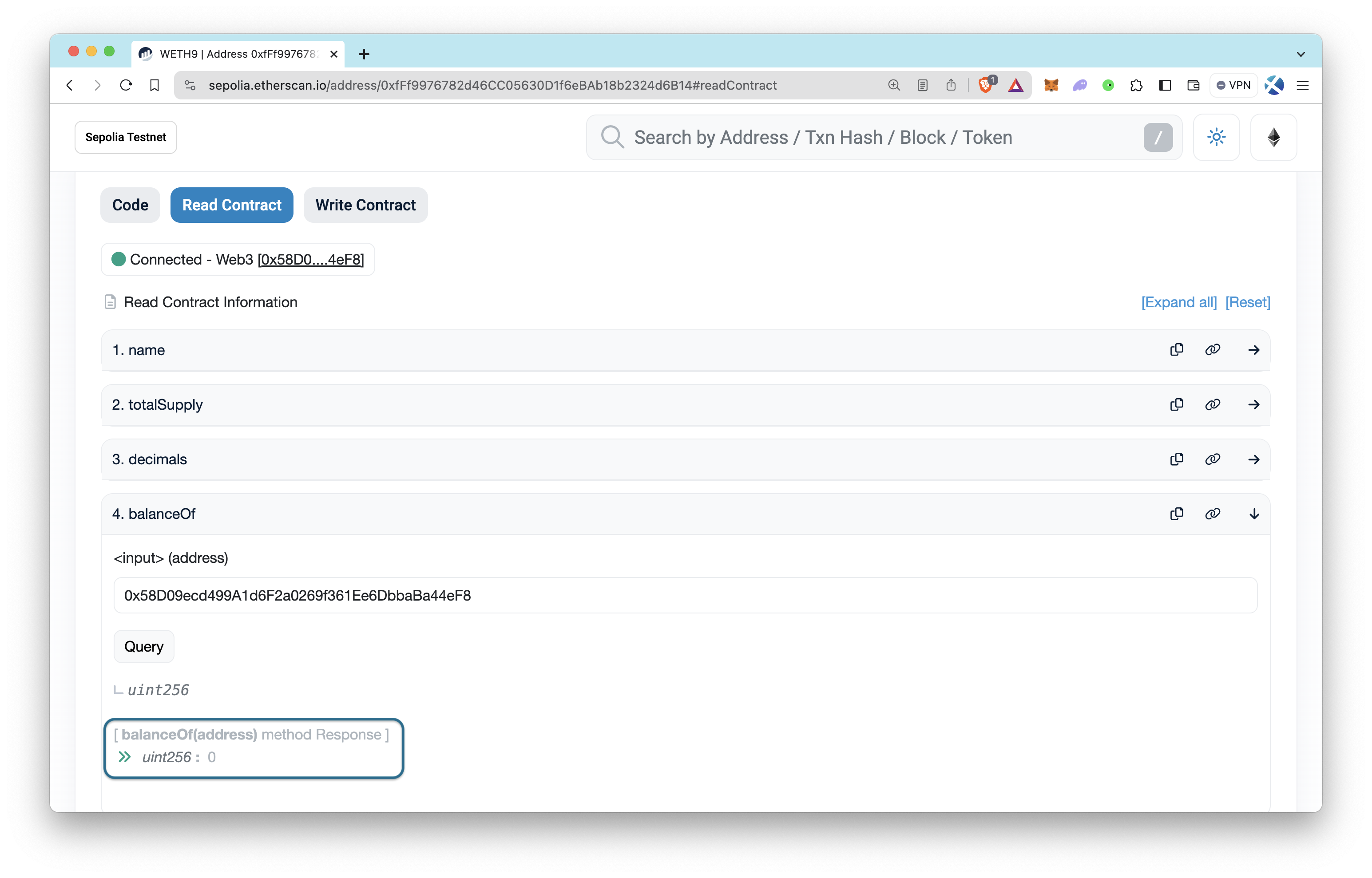 Etherscan Read Contract