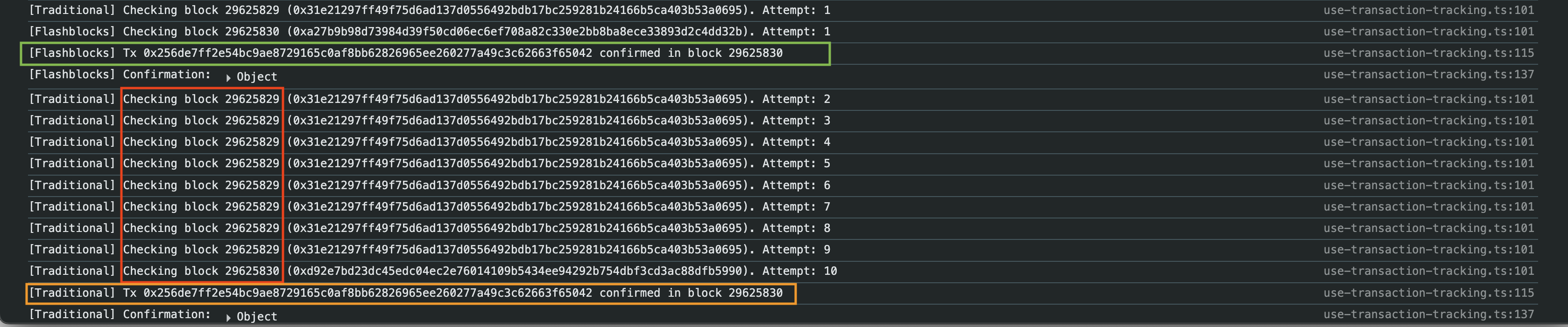 Flashblocks Console Logs