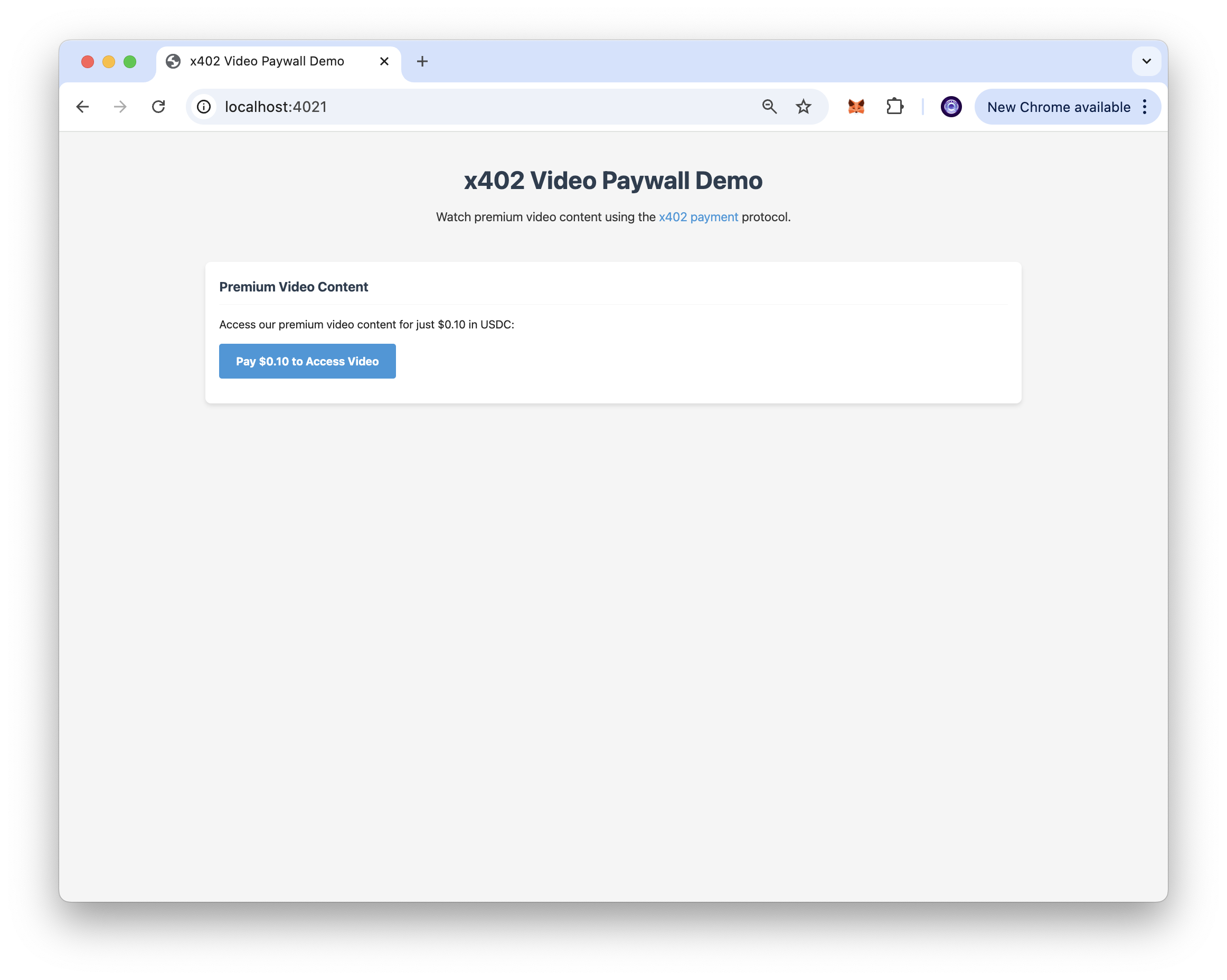 Homepage of x402 Web app