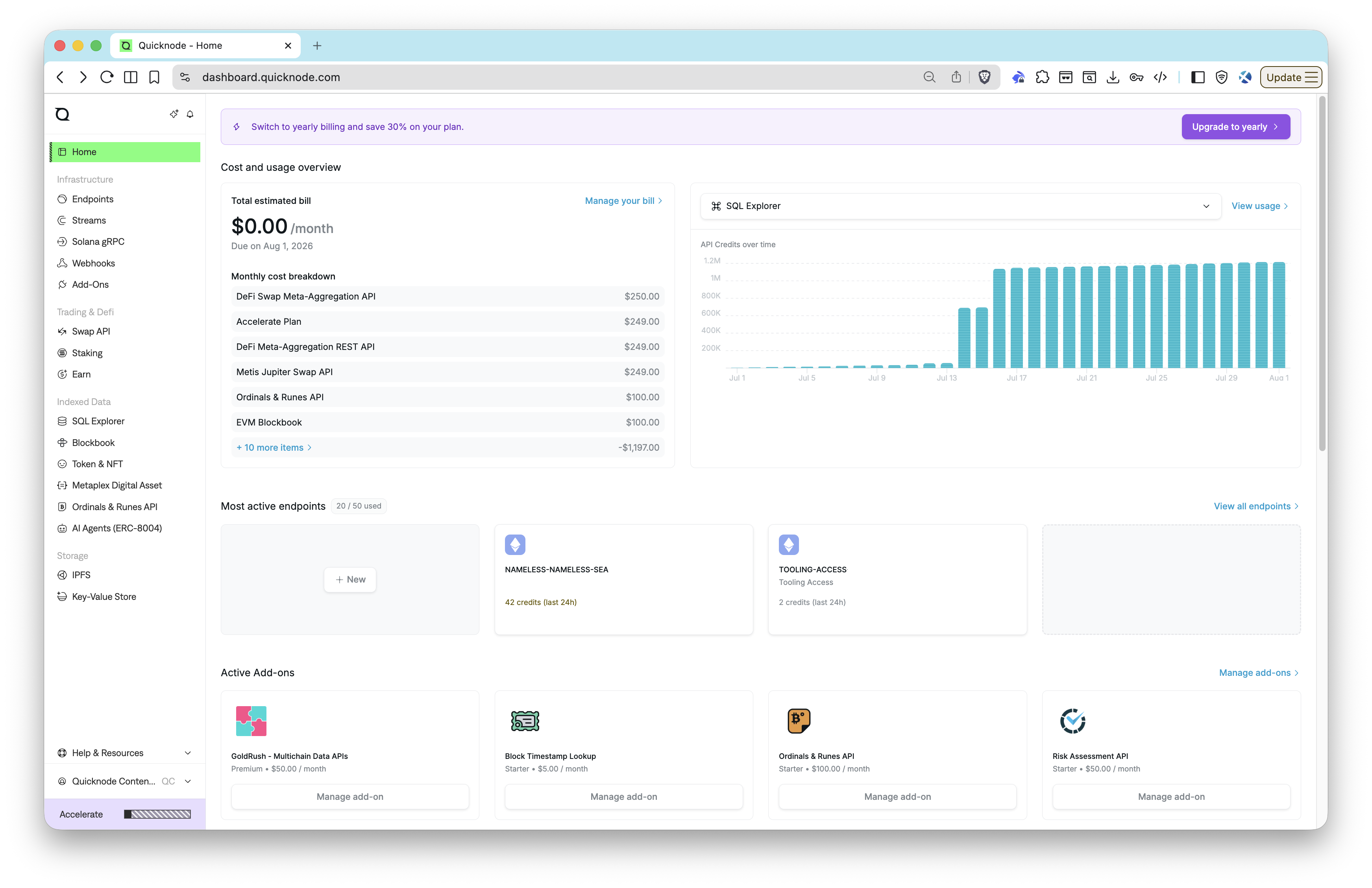 Quicknode Home Dashboard