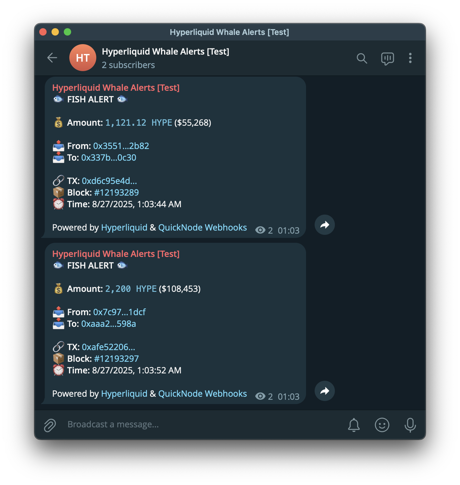 Hyperliquid Whale Bot - Sample Message