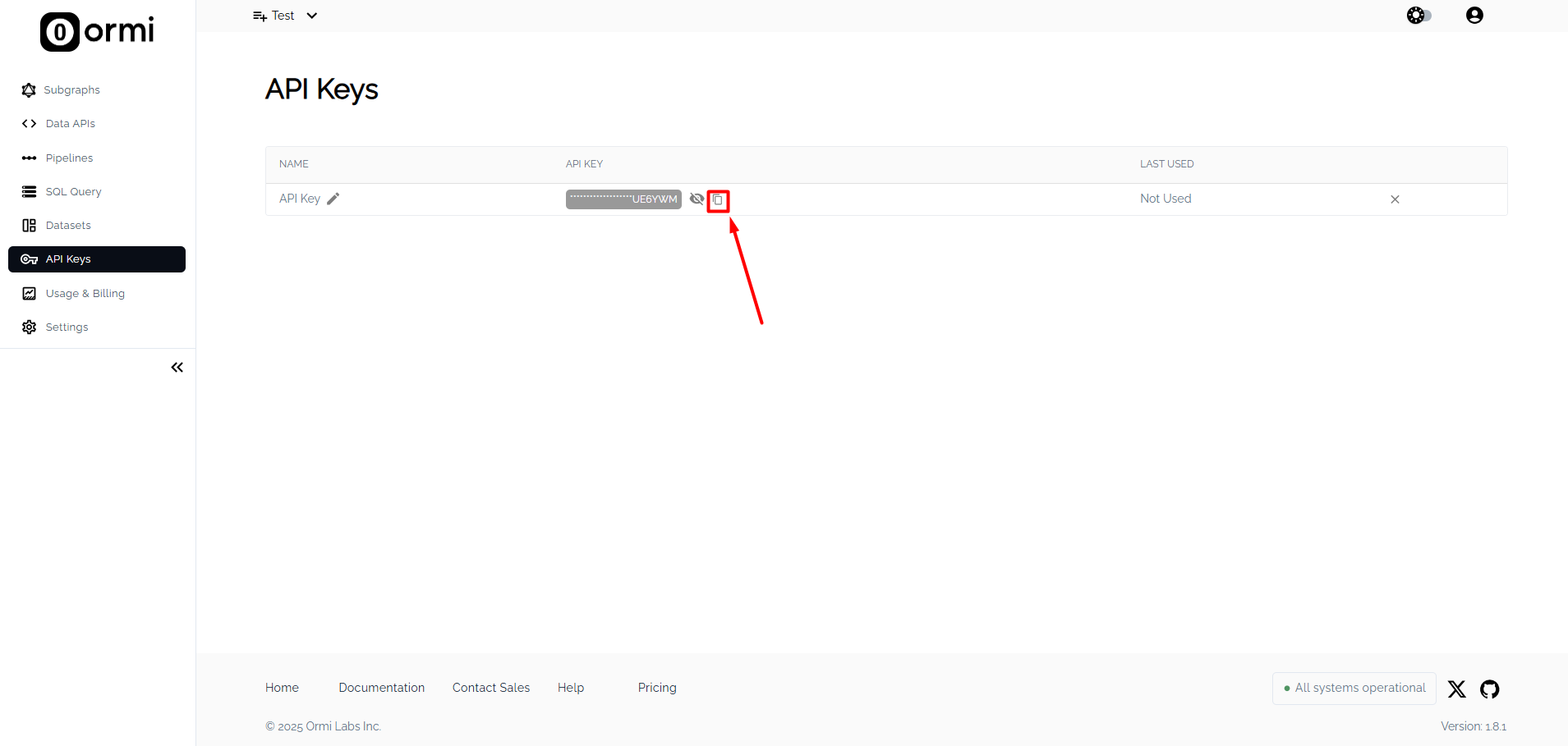 Omni Subgraph - Copy API Key