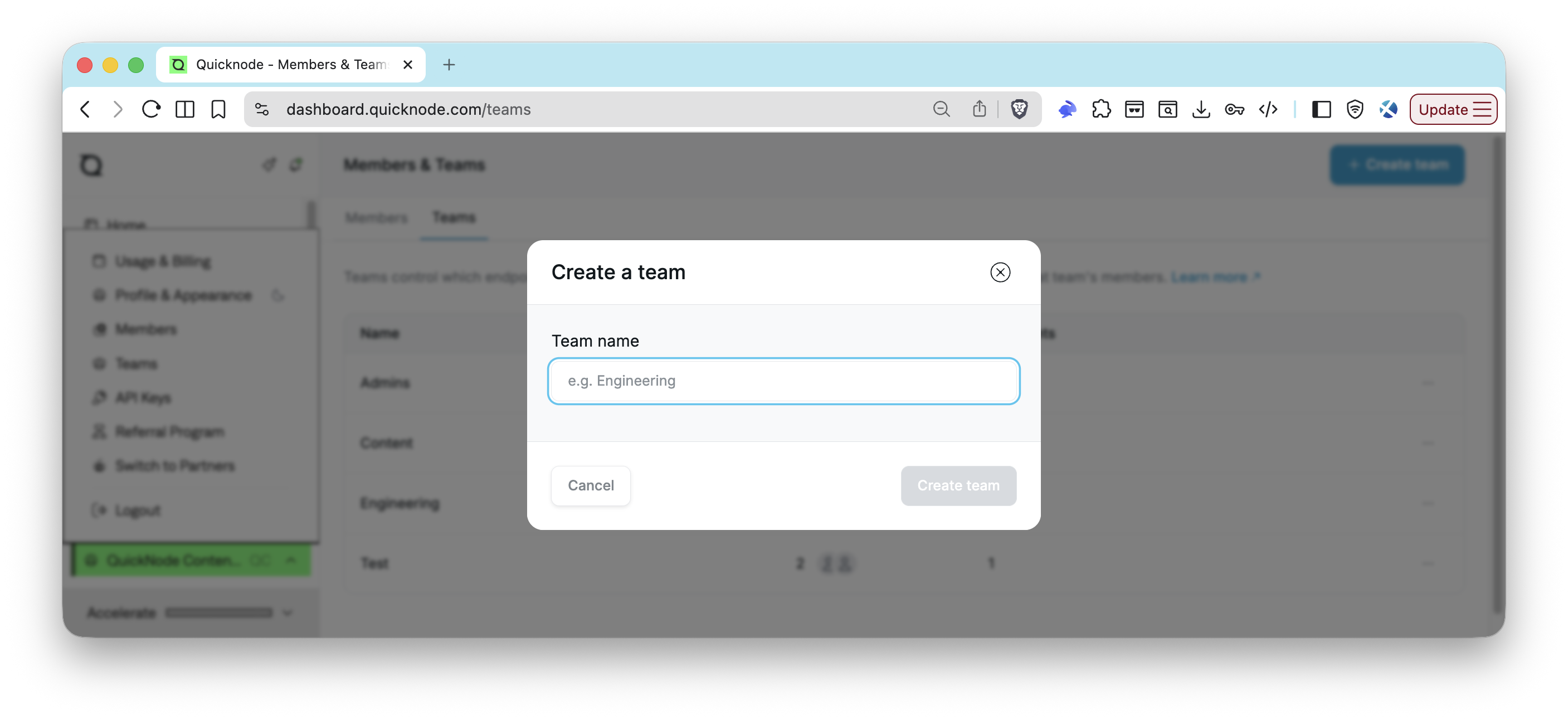 RBAC - Create Team