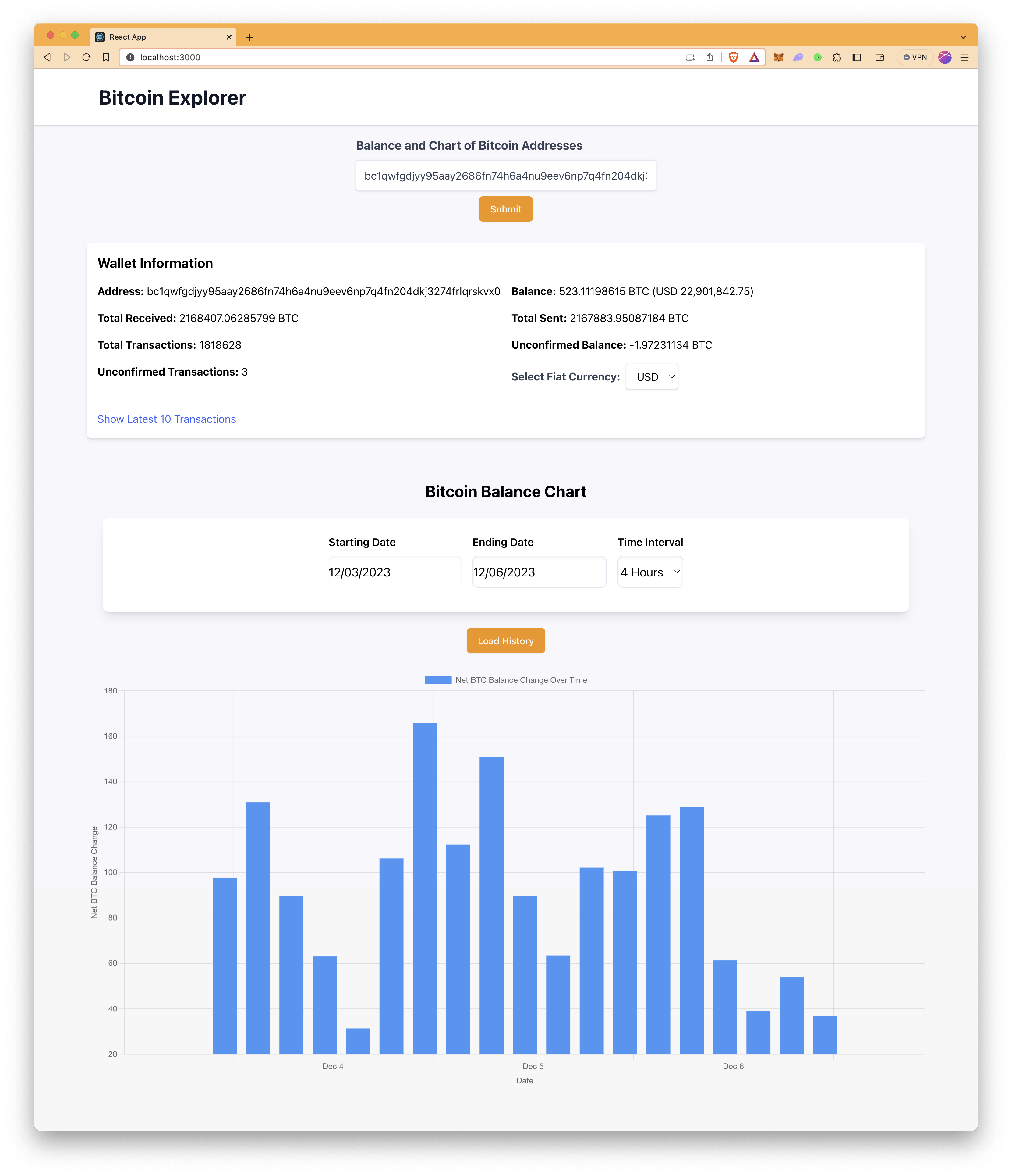 Bitcoin Wallet Analytics App