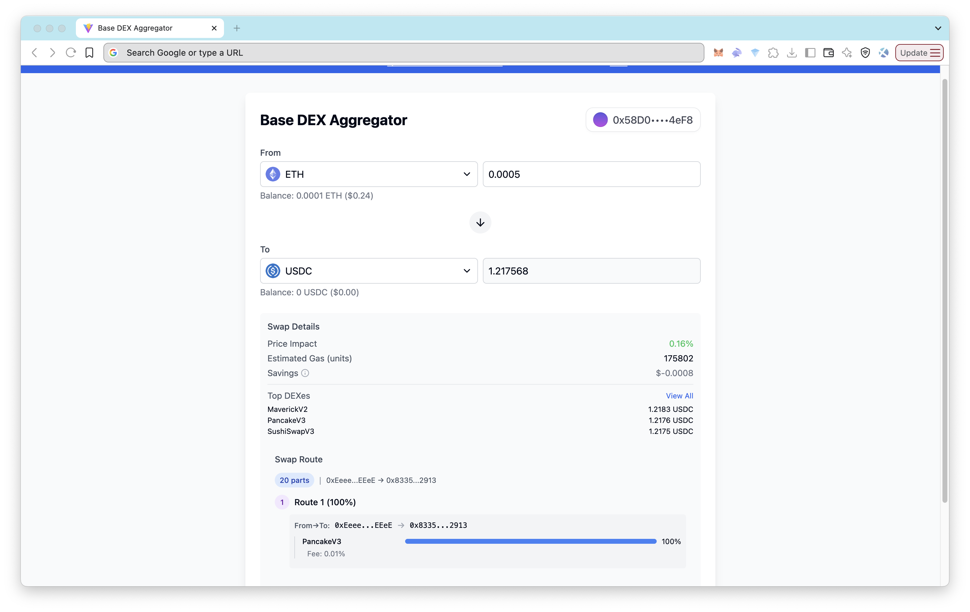 Base DEX Aggregator App - Overview