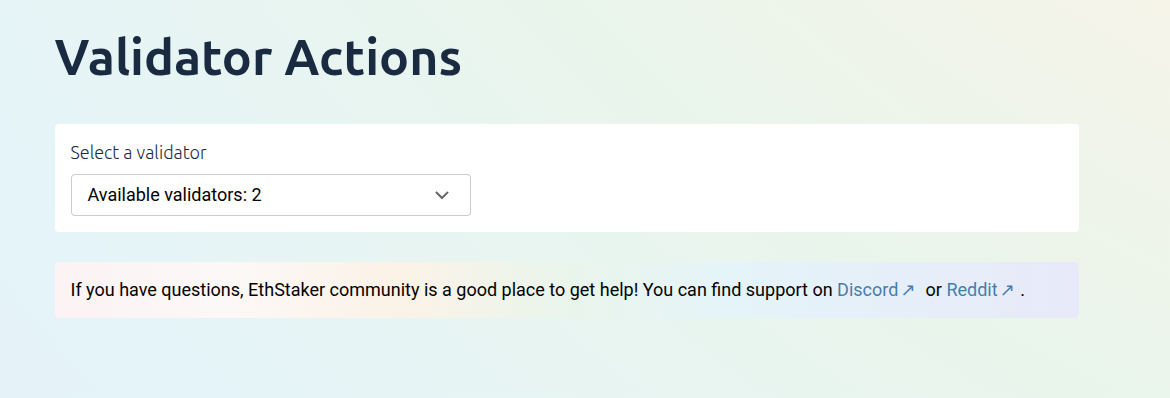 Select a Validator