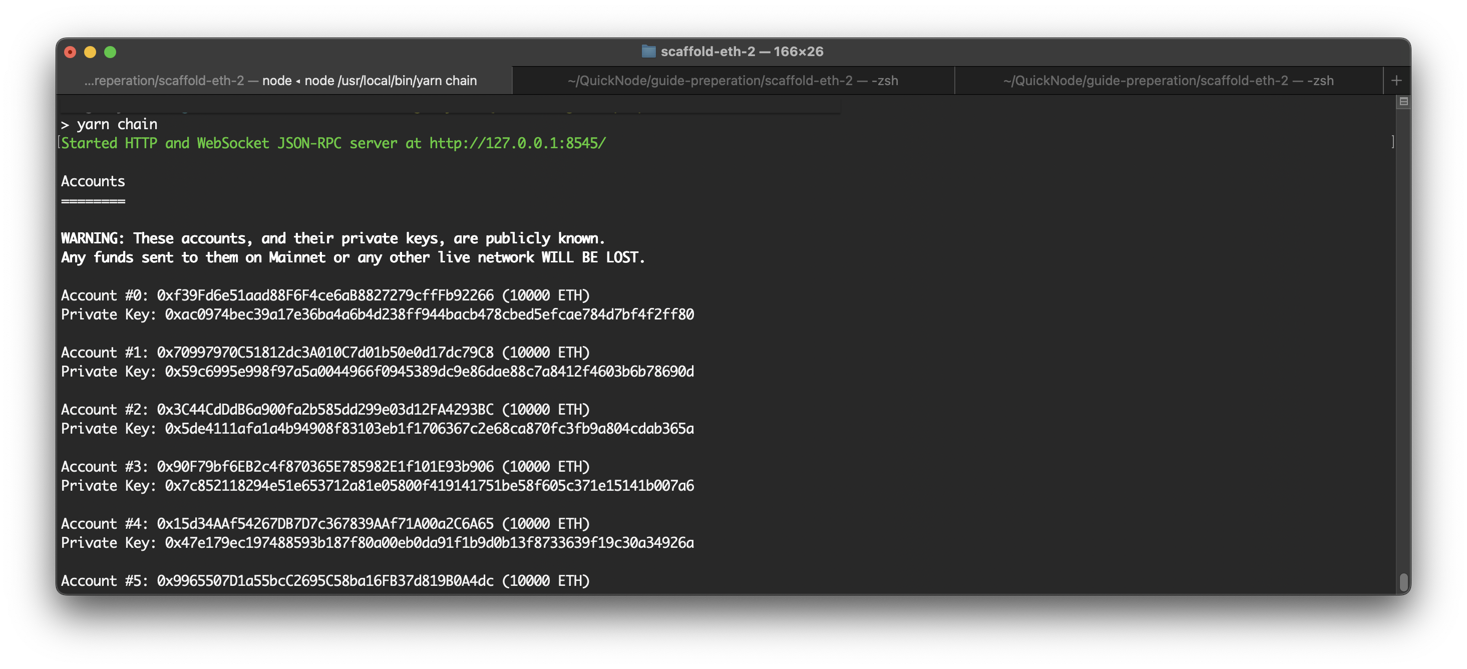 Terminal Window - Local Ethereum Network