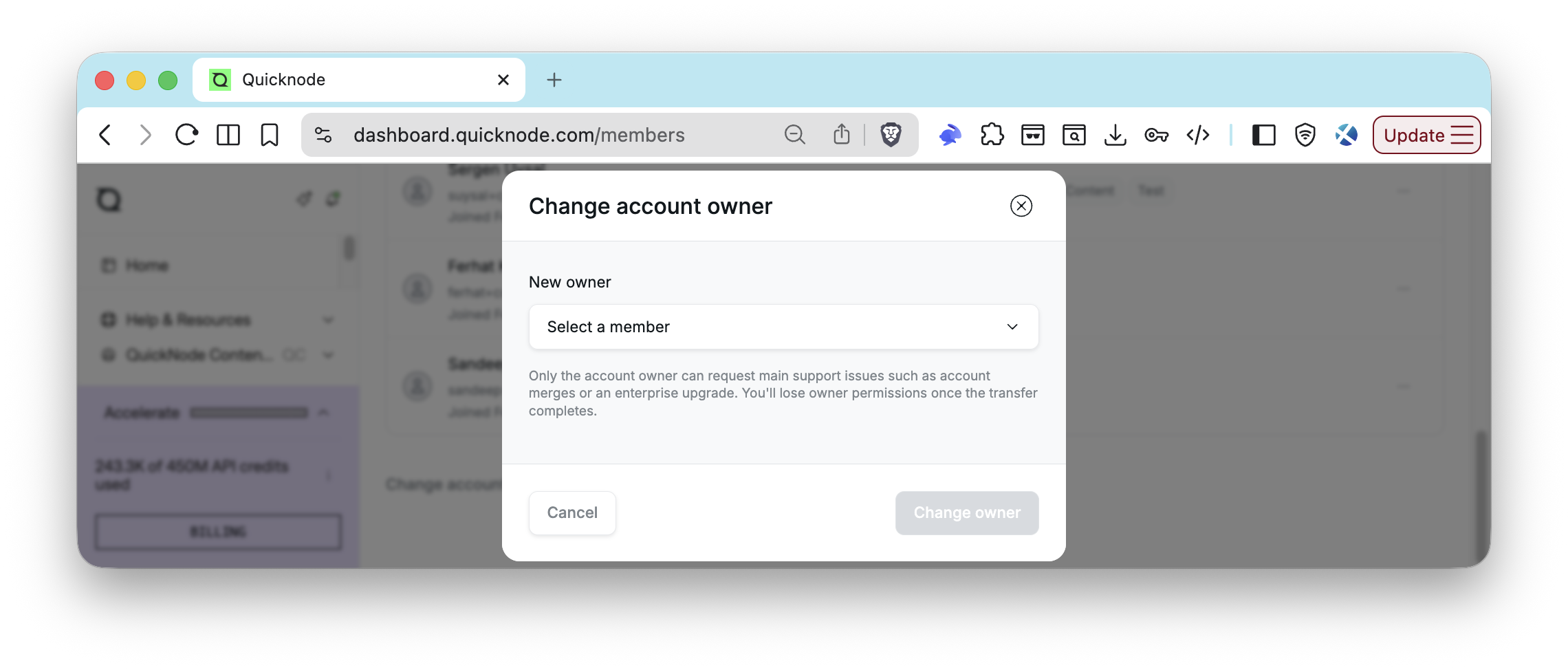 Transfer Account Ownership