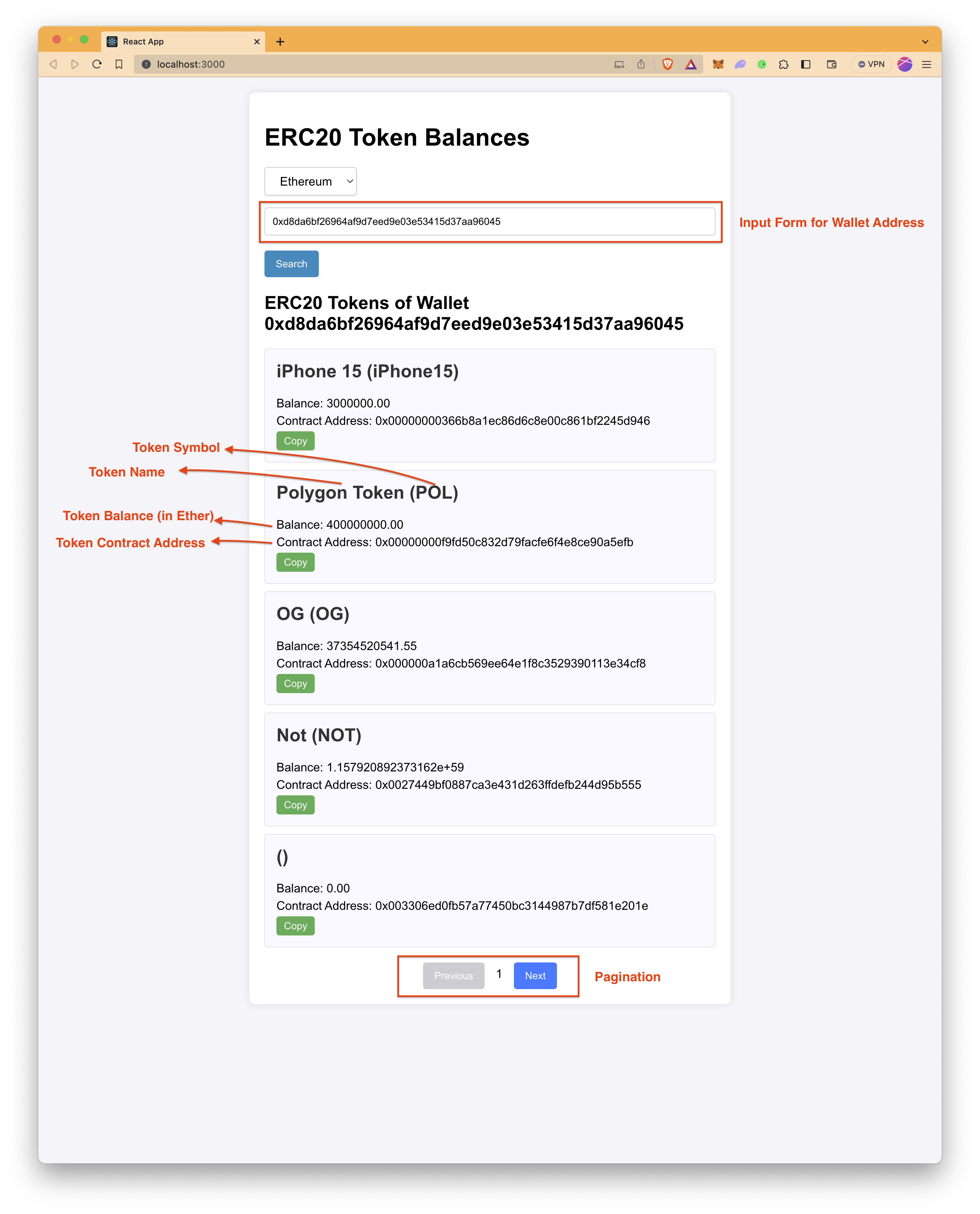 ERC20 Token Balance UI Overview