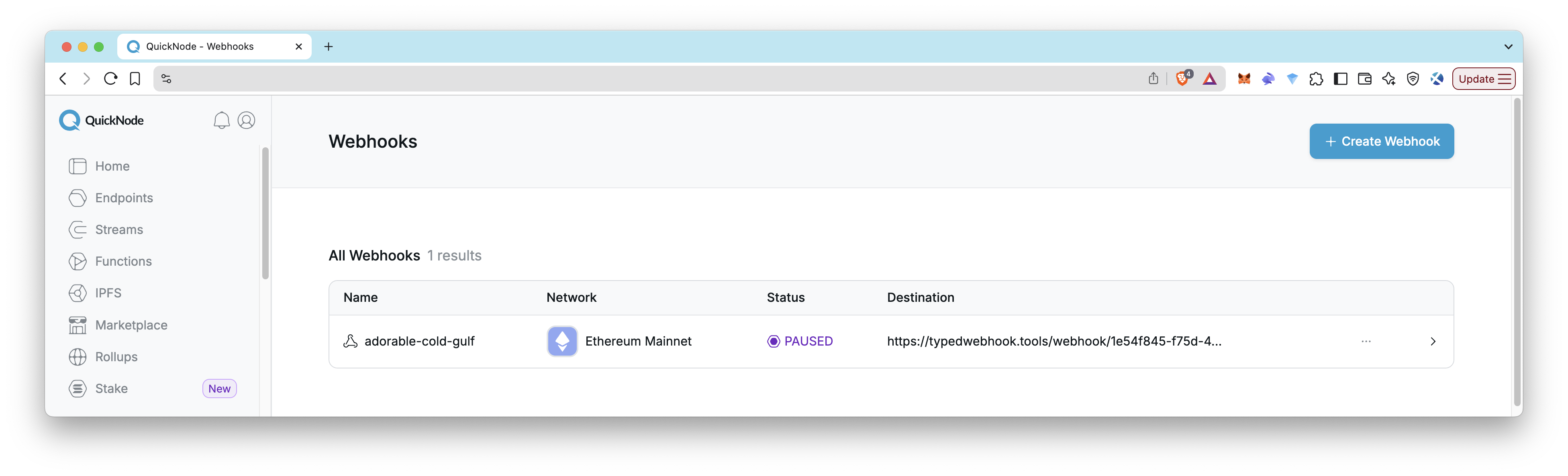 Webhooks - Active Webhook