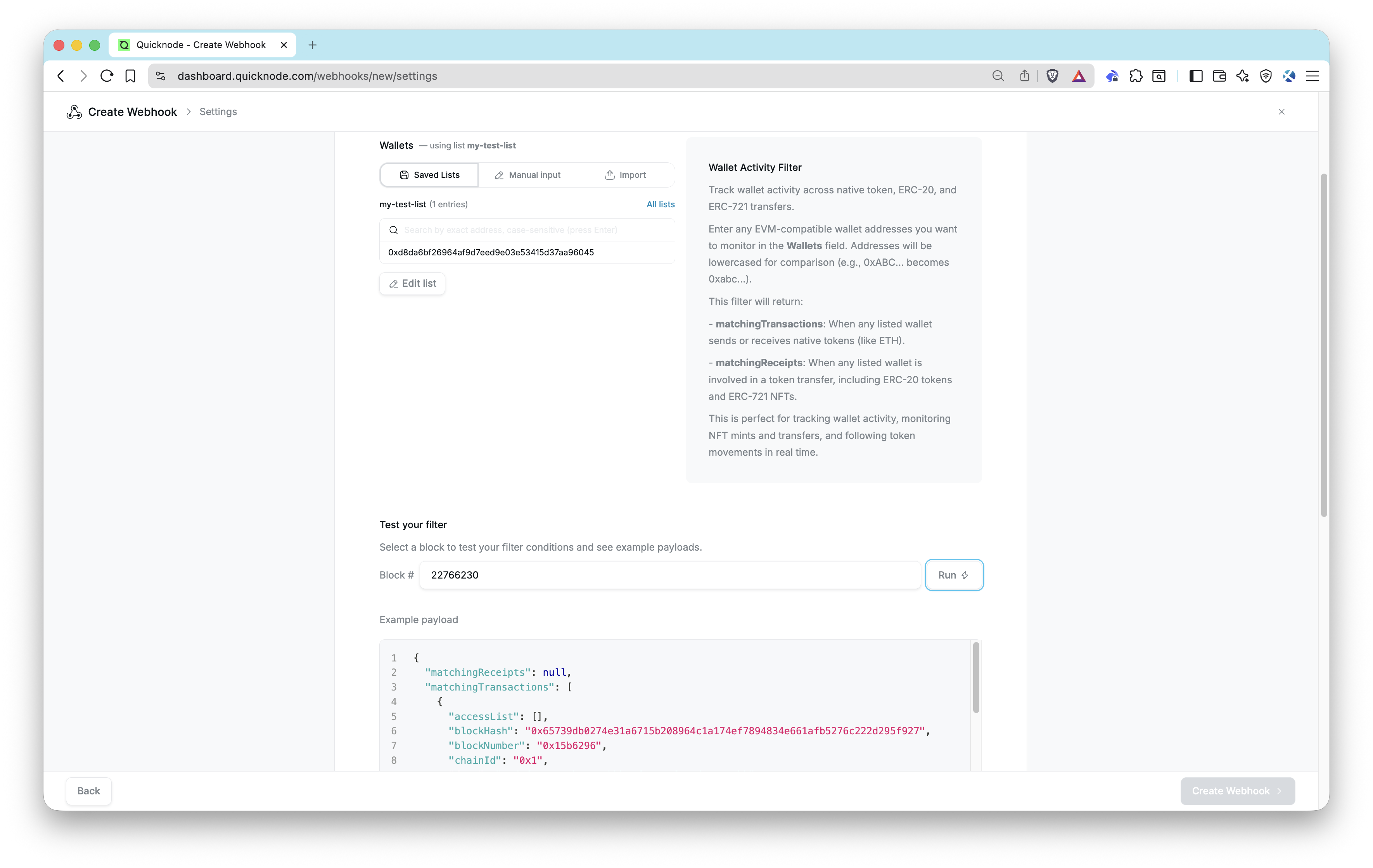 Webhooks - Test Your Filter