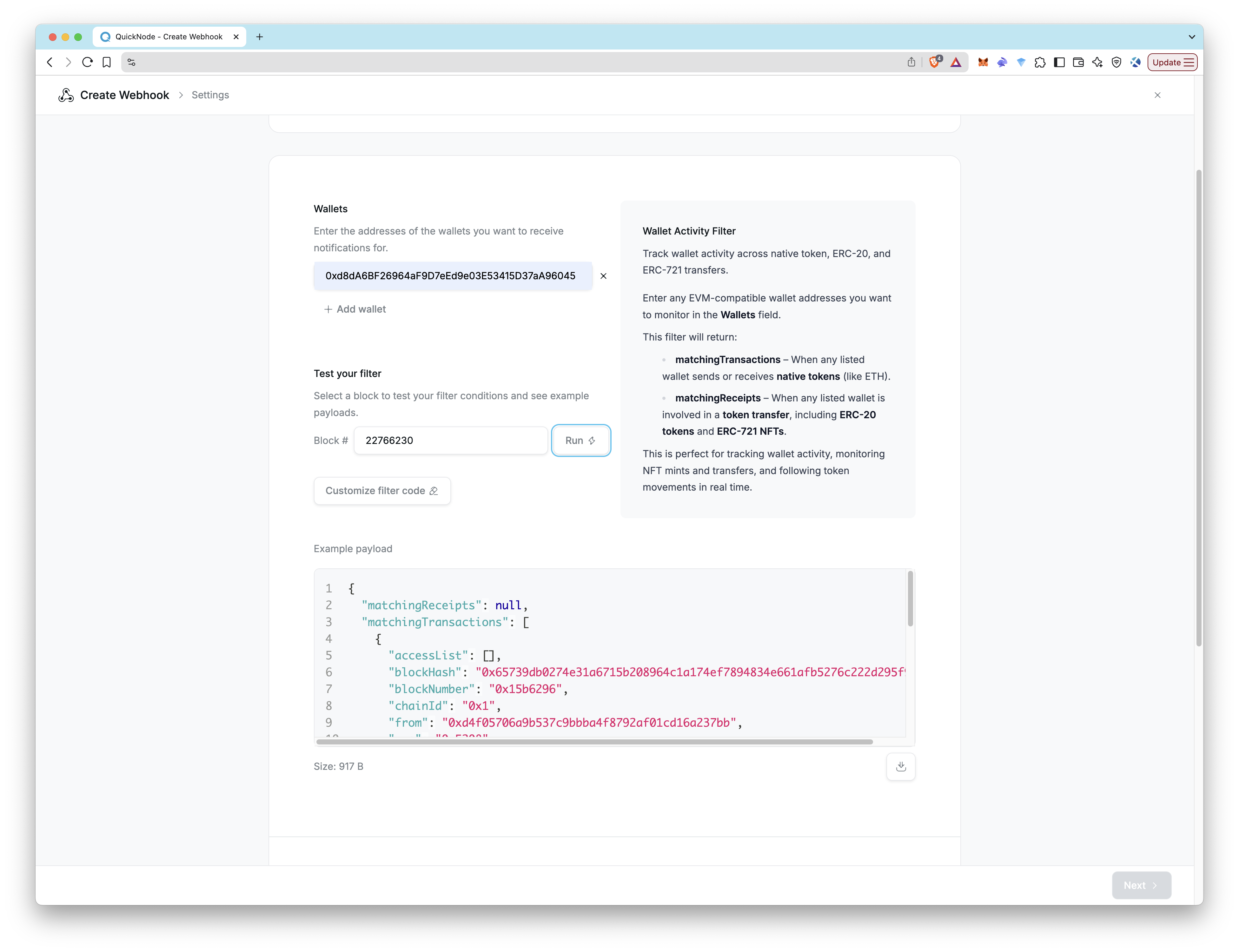 Webhooks - Test Your Filter