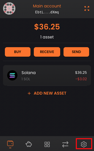Screenshot of Solflare wallet 1