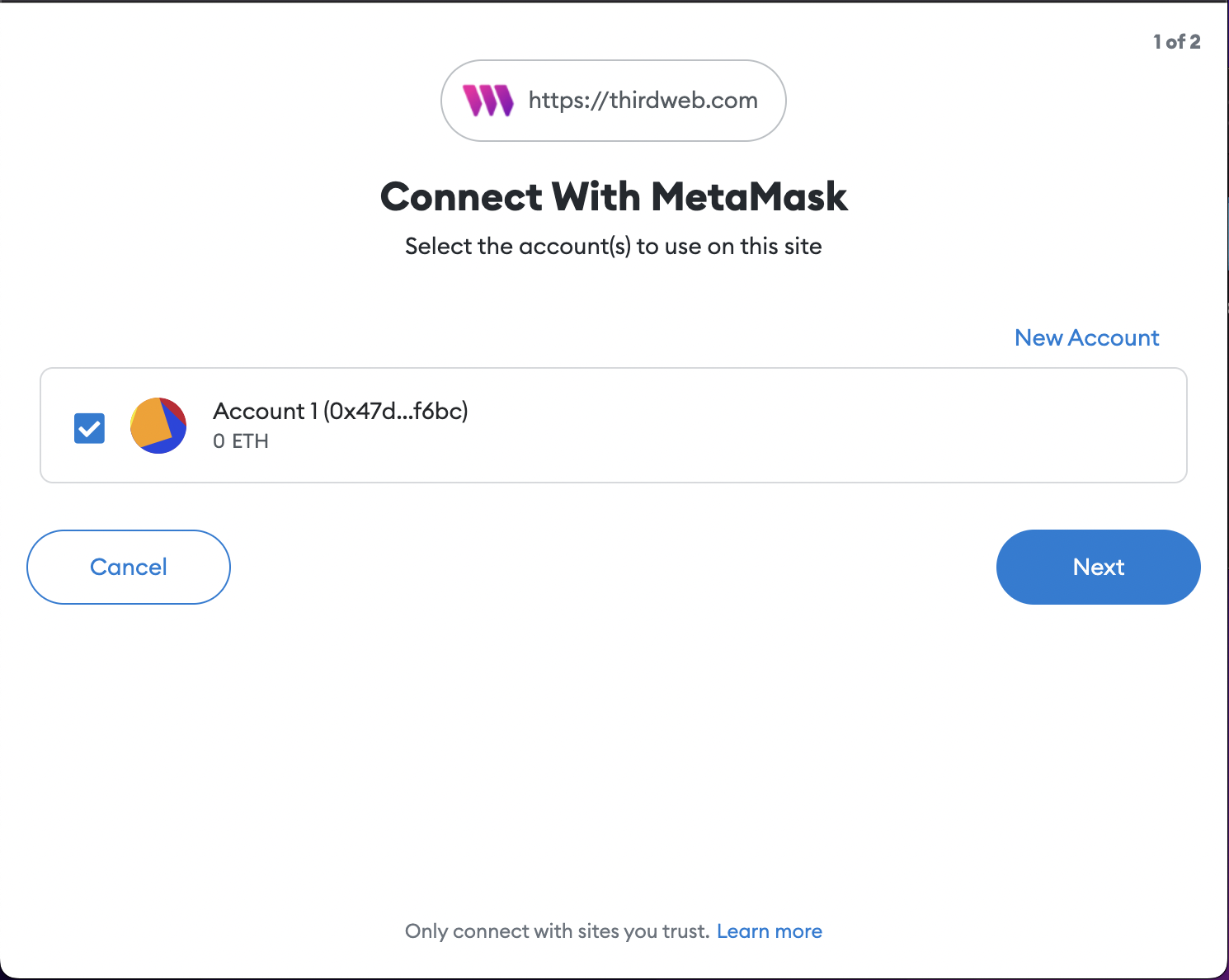 connecting metamask to thirdweb 