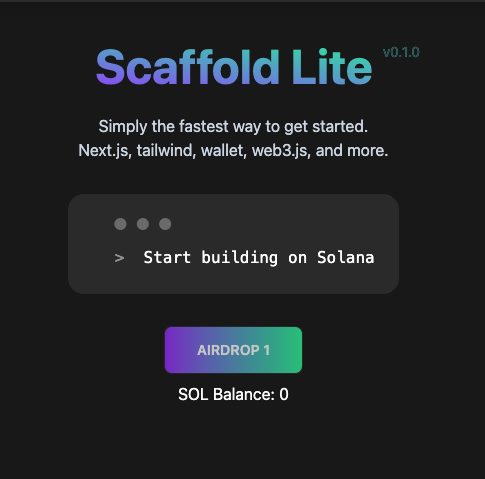 Solana Scaffold Landing Screen